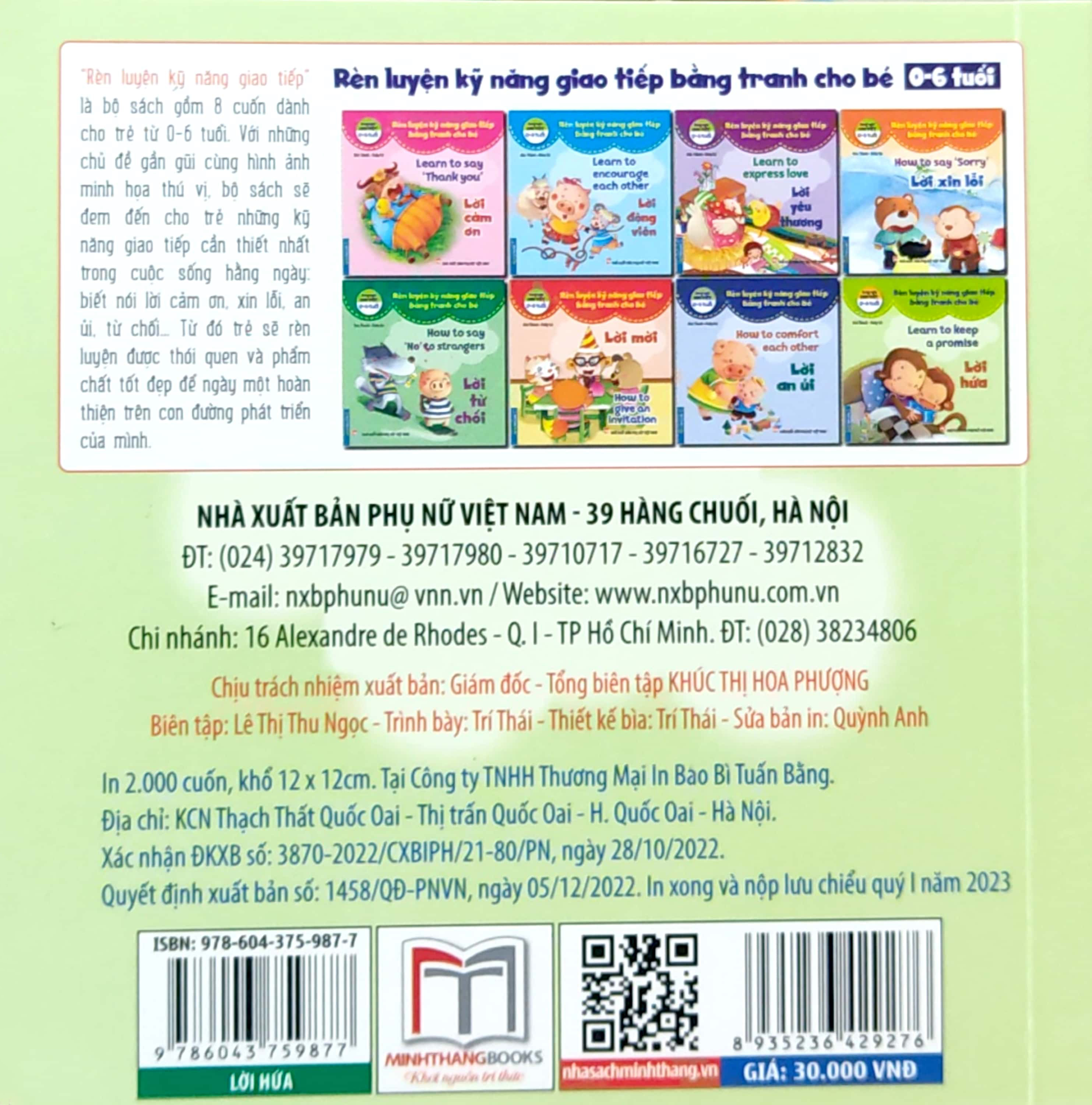 rèn luyện kỹ năng giao tiếp bằng tranh cho bé - lời hứa (song ngữ anh - việt)