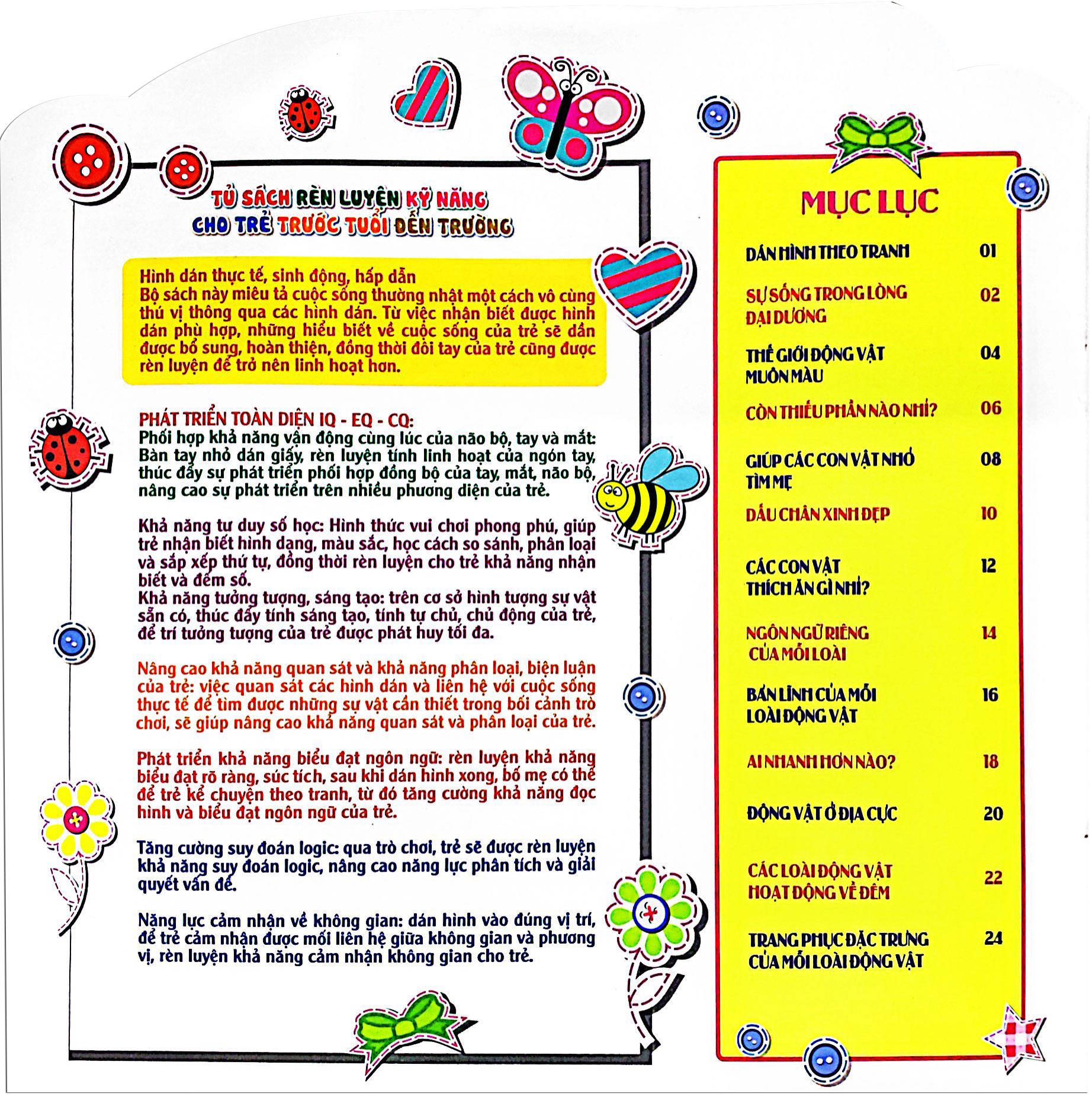 rèn luyện phát triển trí óc cho trẻ - bóc dán hình thông minh - động vật (iq-eq-cq) (2-6 tuổi)