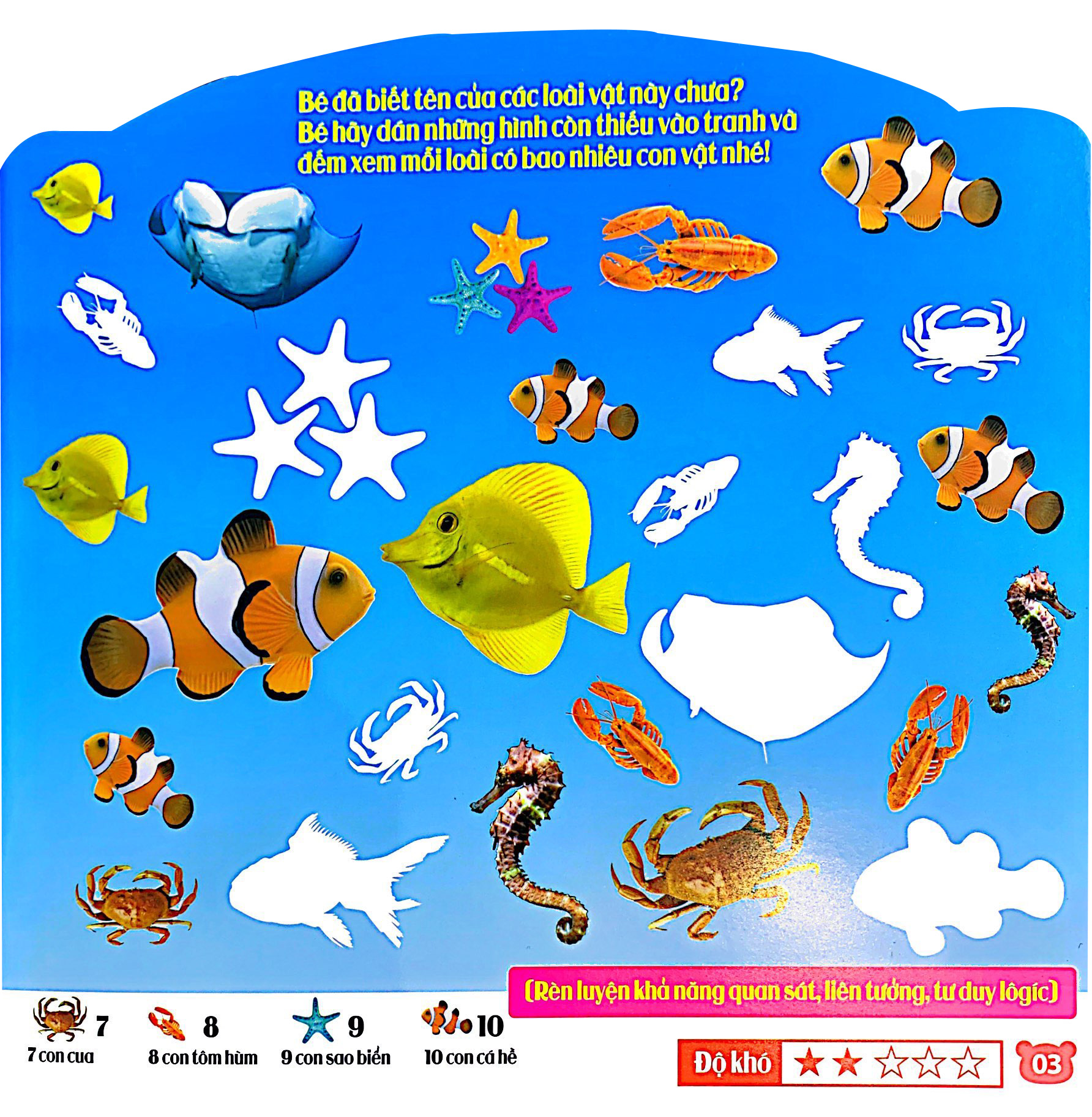 rèn luyện phát triển trí óc cho trẻ - bóc dán hình thông minh - động vật (iq-eq-cq) (2-6 tuổi)