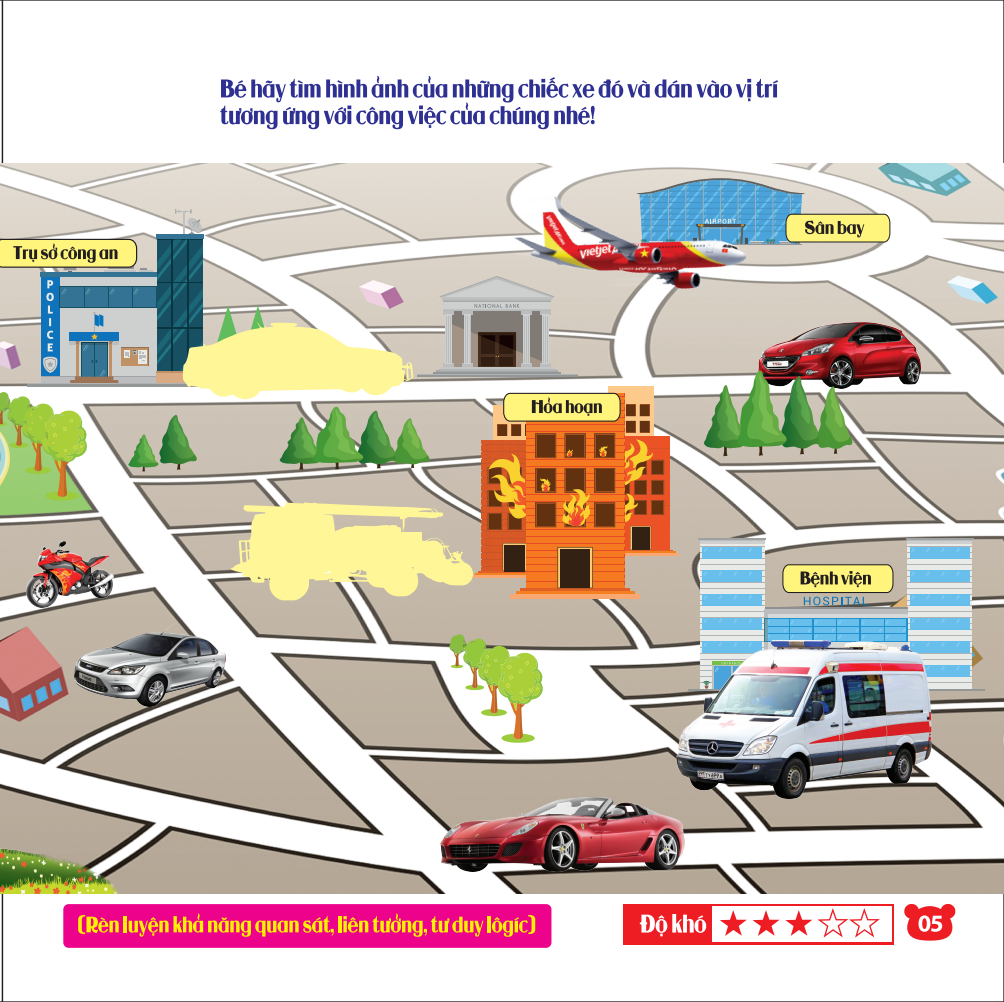 rèn luyện phát triển trí óc cho trẻ - bóc dán hình thông minh iq-eq-cq - phương tiện giao thông (tái bản 2023)