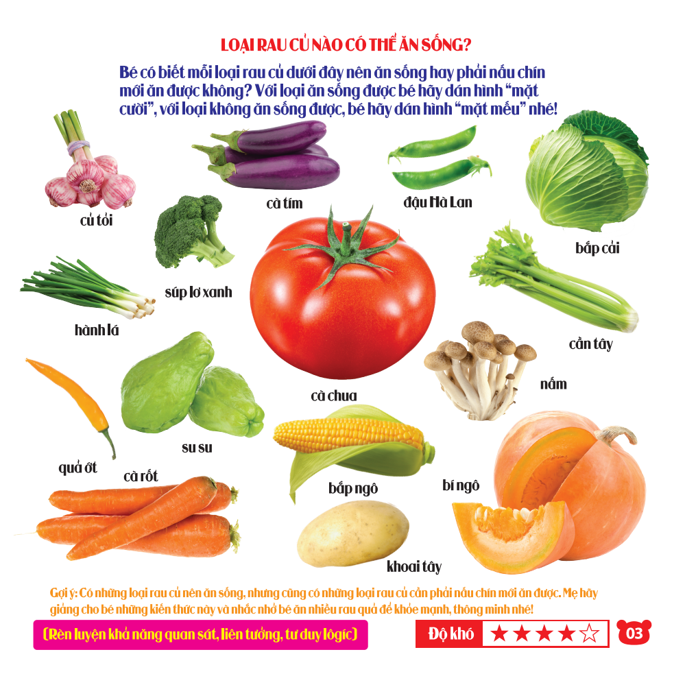 rèn luyện phát triển trí óc cho trẻ - bóc dán hình thông minh iq-eq-cq - rau, củ, quả (dành cho trẻ từ 2-6 tuổi) (tái bản 2023)