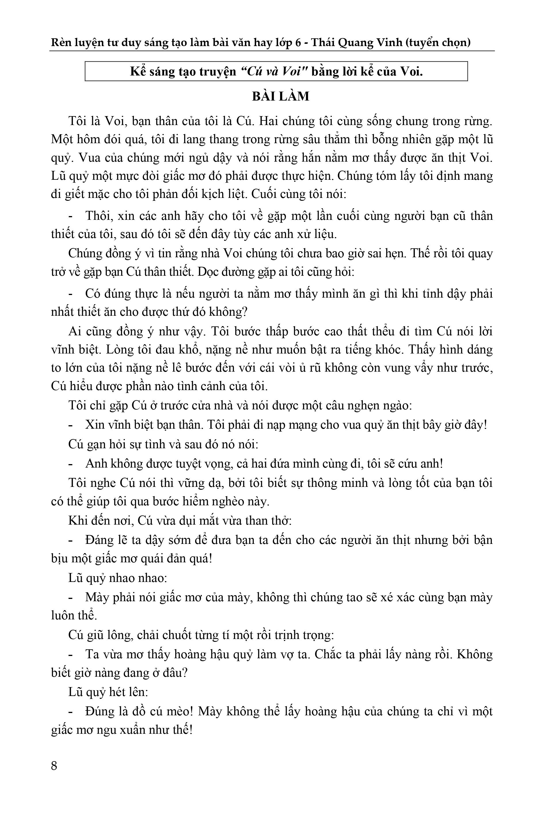 rèn luyện tư duy sáng tạo làm bài văn hay 6 (theo chương trình sách giáo khoa mới)