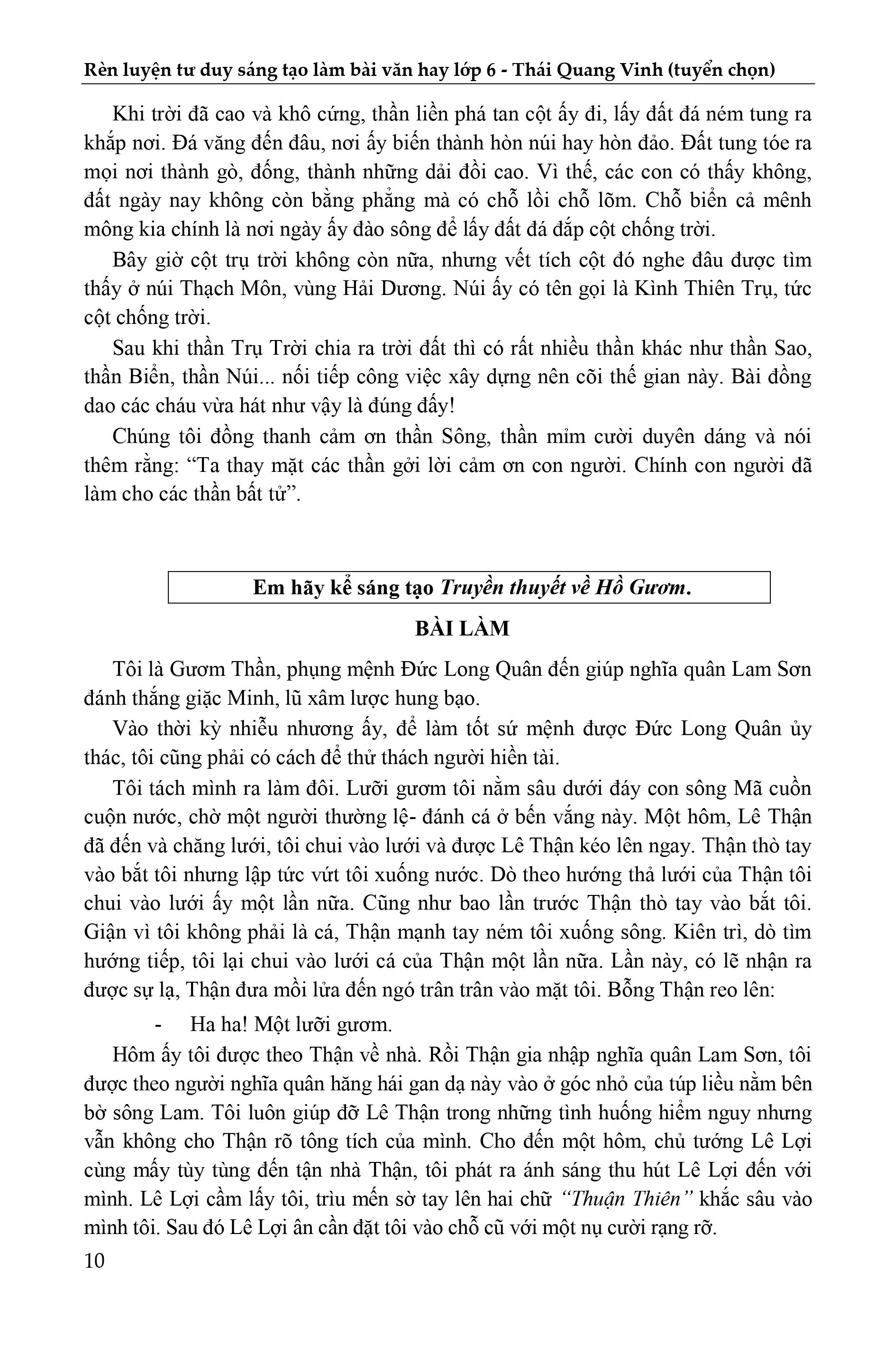 rèn luyện tư duy sáng tạo làm bài văn hay 6 (theo chương trình sách giáo khoa mới)