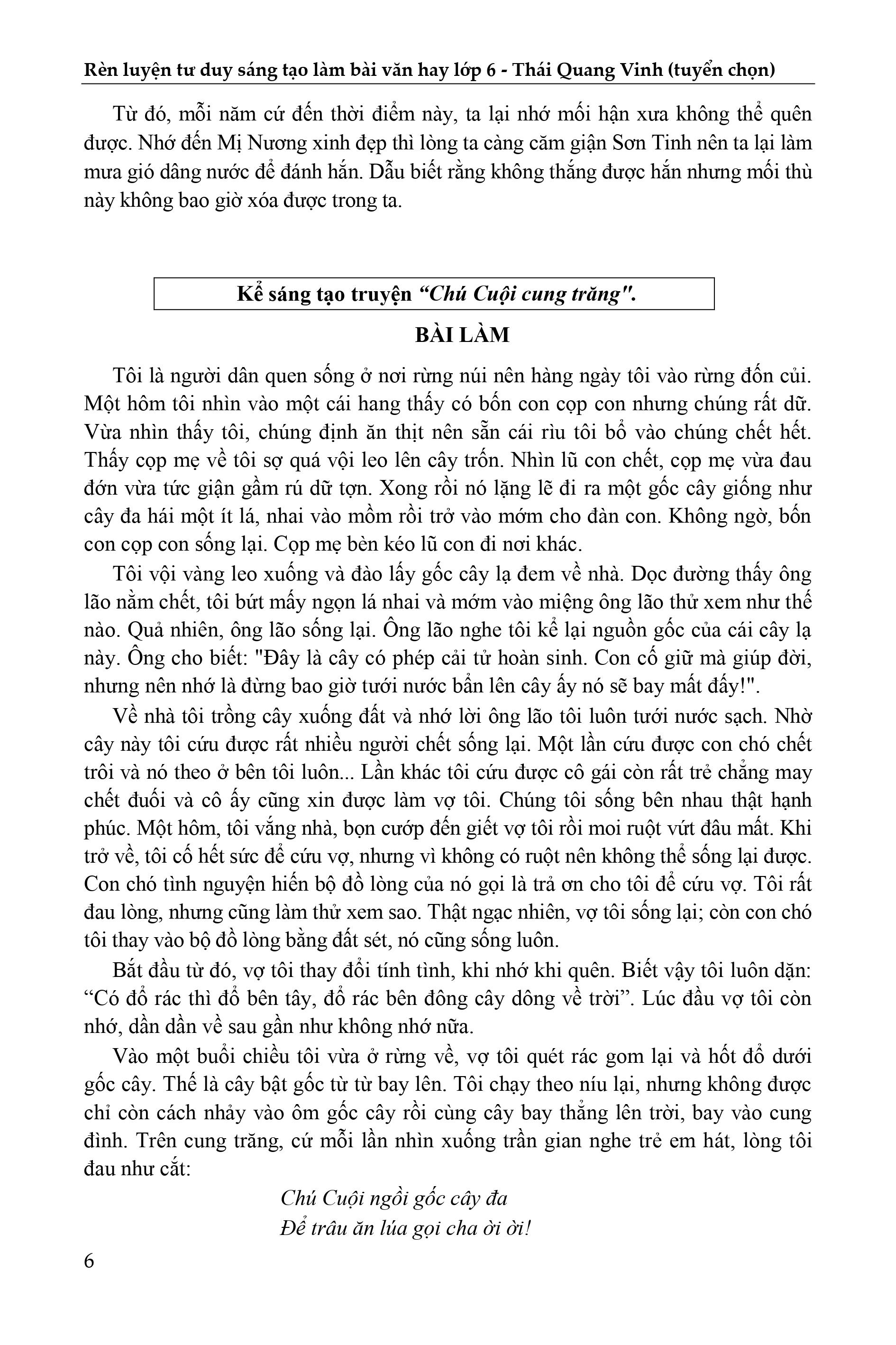 rèn luyện tư duy sáng tạo làm bài văn hay 6 (theo chương trình sách giáo khoa mới)