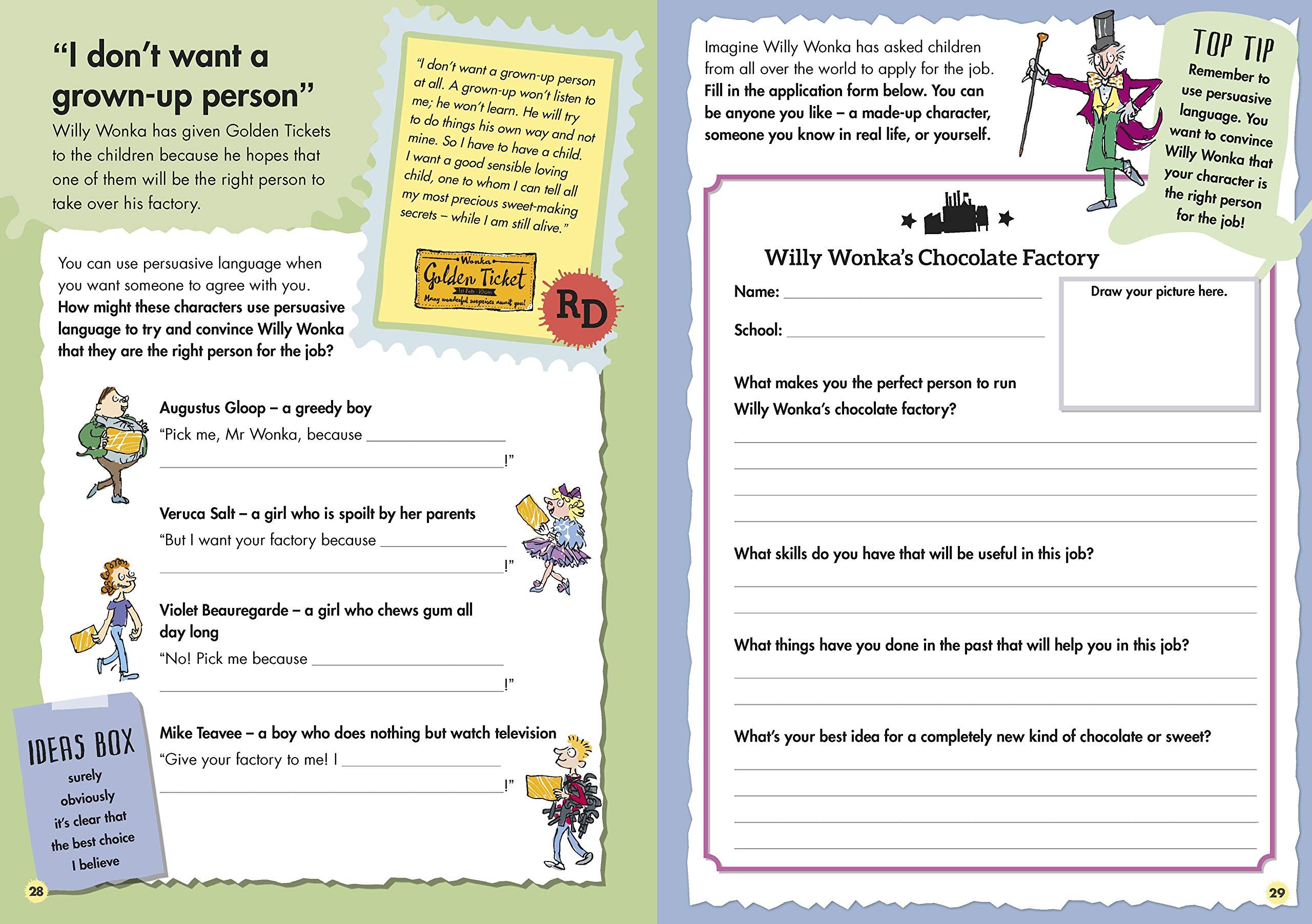 roald dahl's creative writing with charlie and the chocolate factory: how to write tremendous characters (roald dahl creative writing)