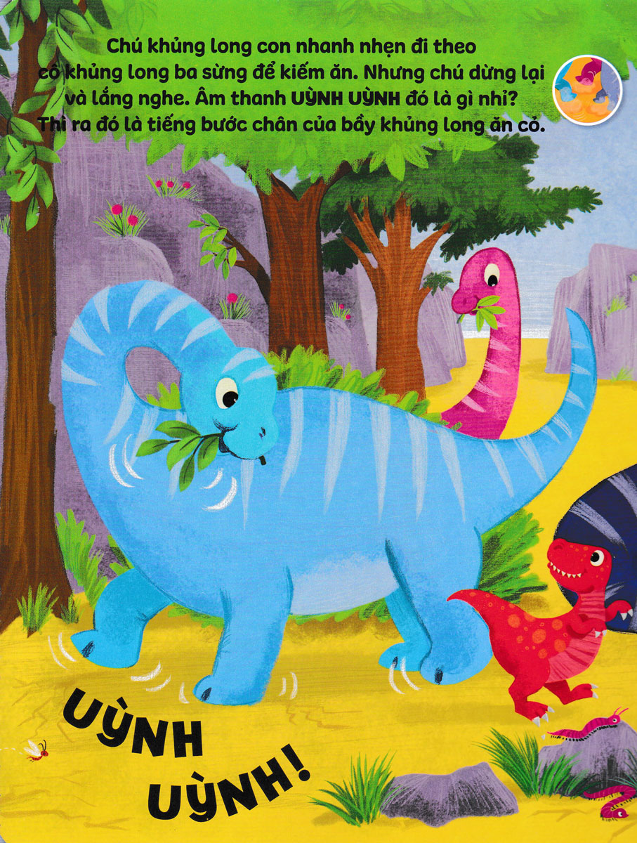 sách âm thanh - 8 âm thanh vui nhộn - những chú khủng long vui vẻ