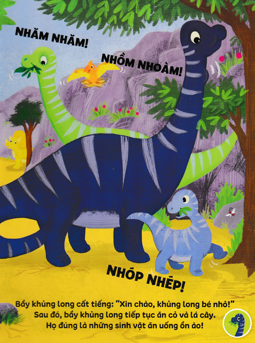 sách âm thanh - 8 âm thanh vui nhộn - những chú khủng long vui vẻ