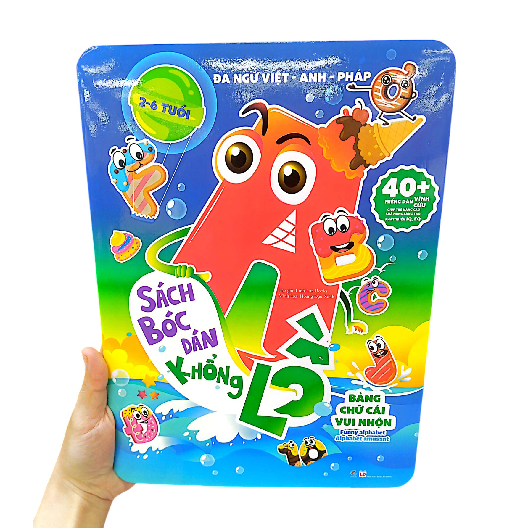 sách bóc dán khổng lồ - bảng chữ cái vui nhộn - funny alphabet - alphabet amusant (đa ngữ việt-anh-pháp)