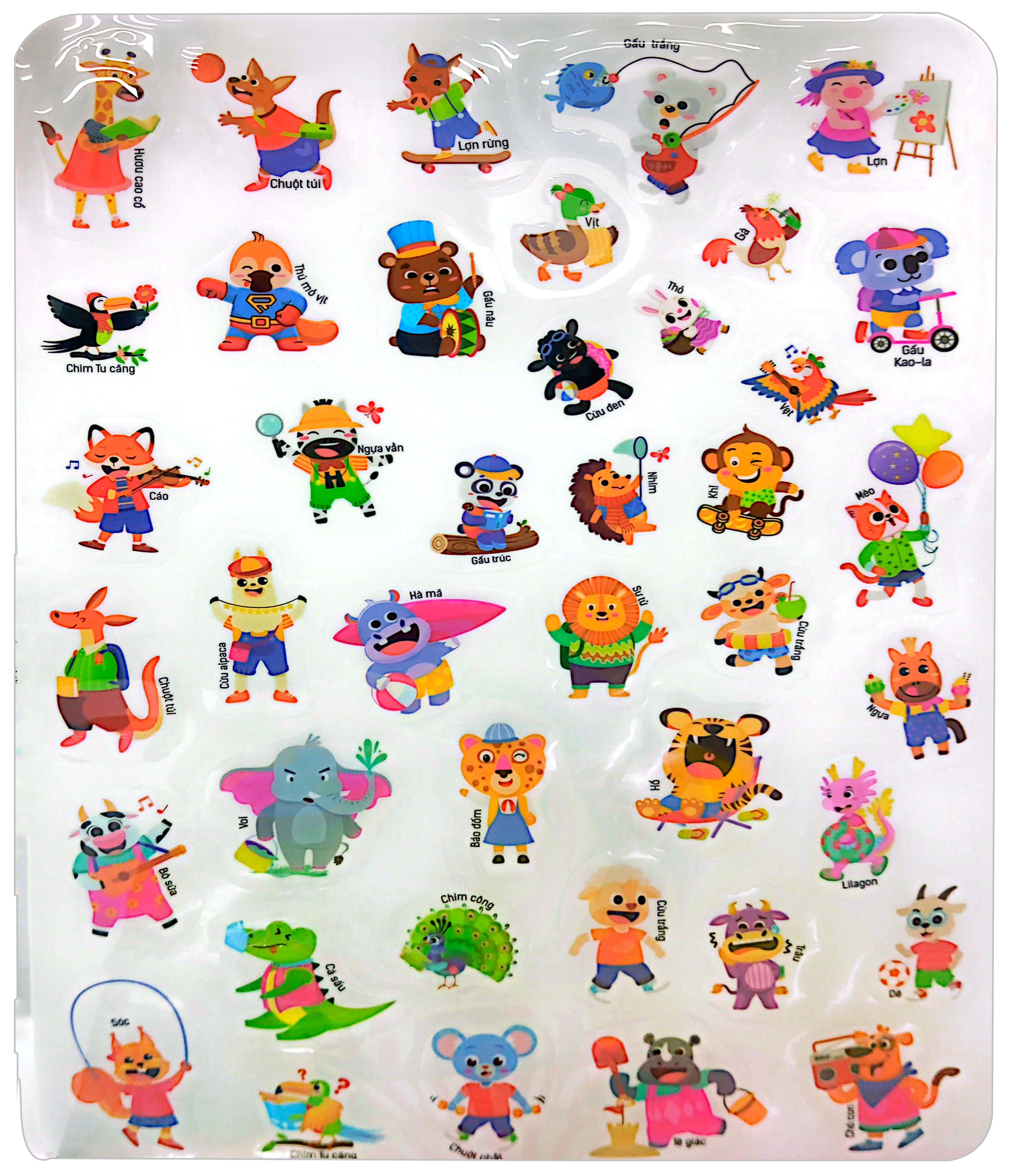 sách bóc dán khổng lồ - động vật ngộ nghĩnh - funny animals - les animaux rigolos (đa ngữ việt-anh-pháp)