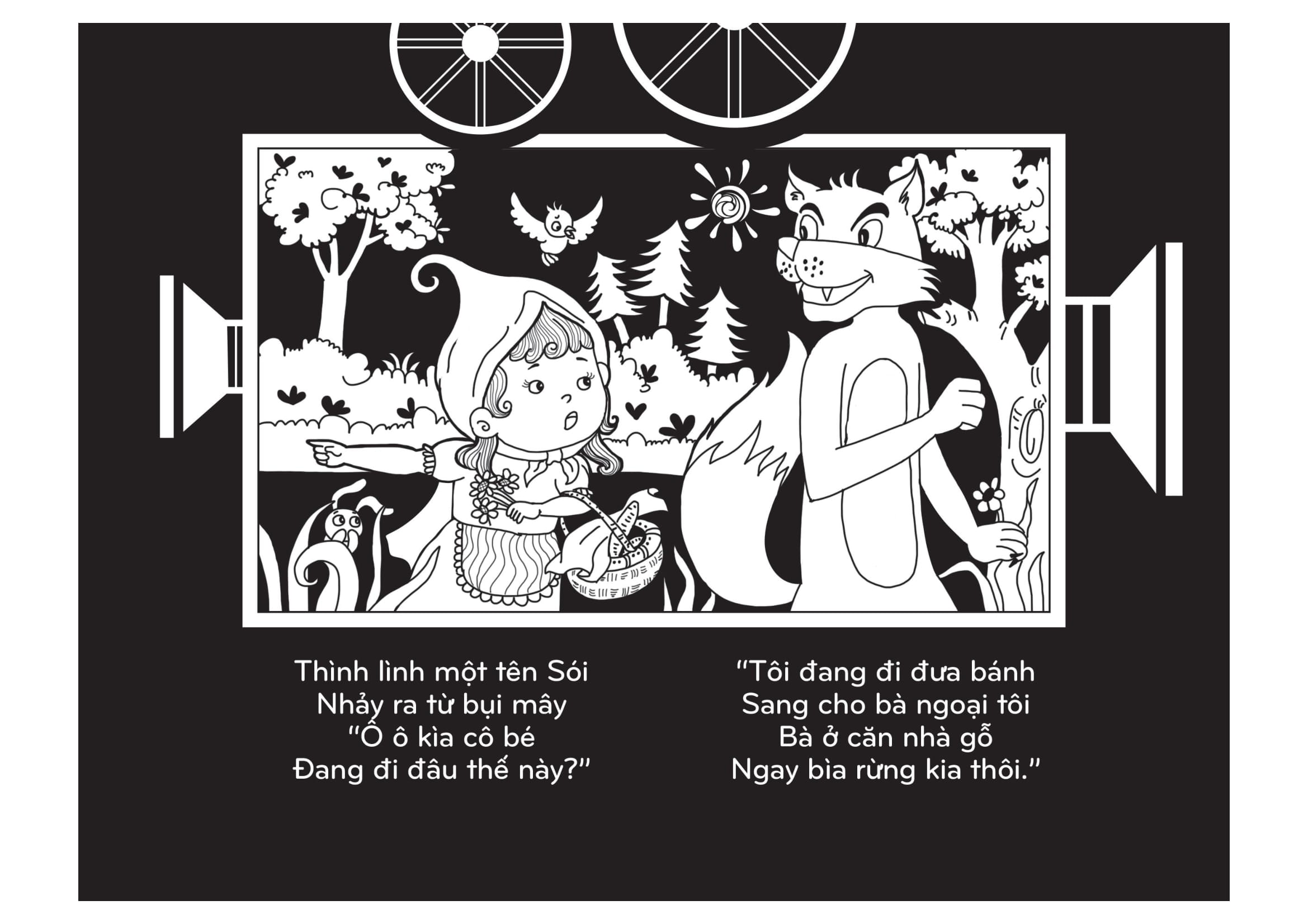 sách chiếu bóng - cinema book - rạp chiếu phim trong sách - cô bé quàng khăn đỏ