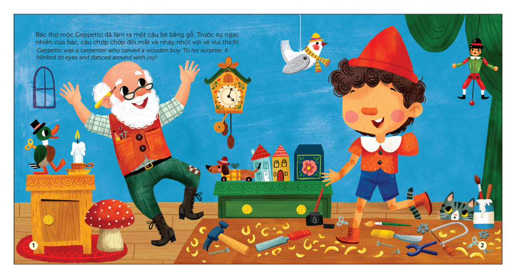 sách chuyển động - first stories - cậu bé người gỗ - pinocchio - bìa cứng