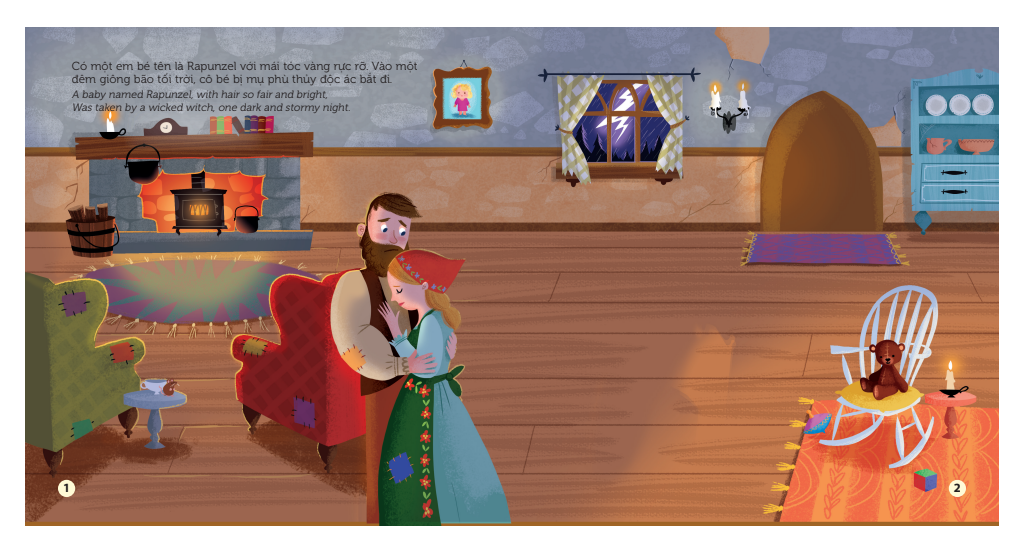 sách chuyển động - first stories - công chúa tóc mây - rapunzel - bìa cứng