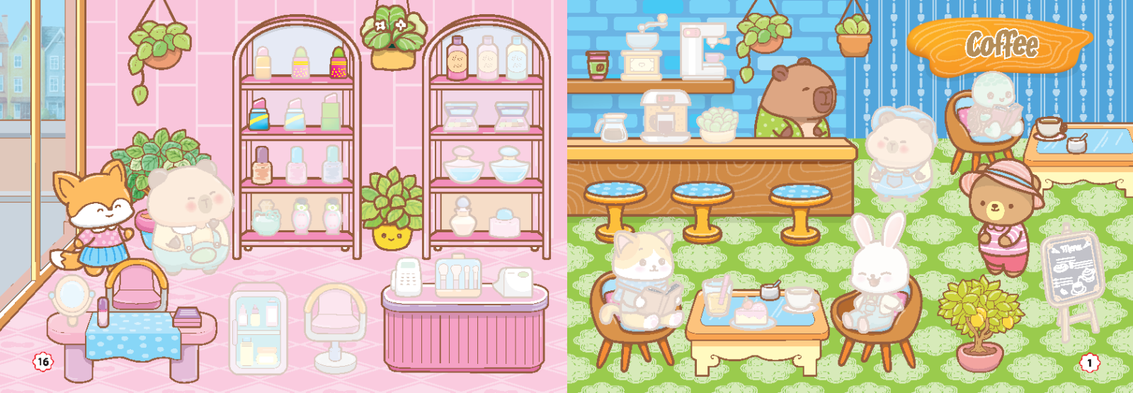 sách dán hình - capy đi mua sắm