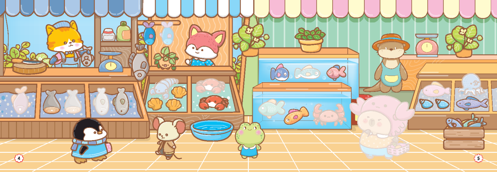 sách dán hình - capy đi mua sắm