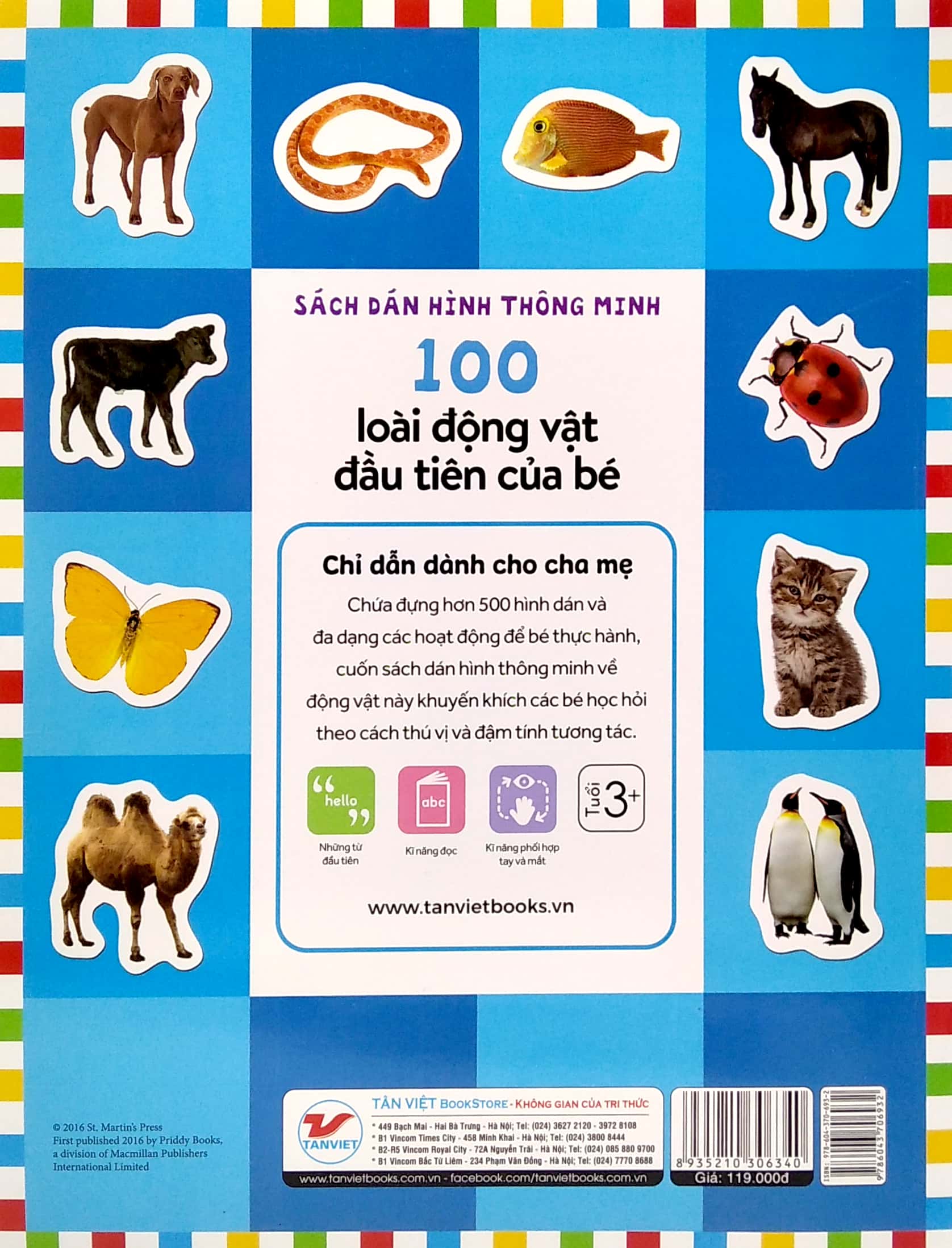 sách dán hình thông minh - 100 loài động vật đầu tiên của bé
