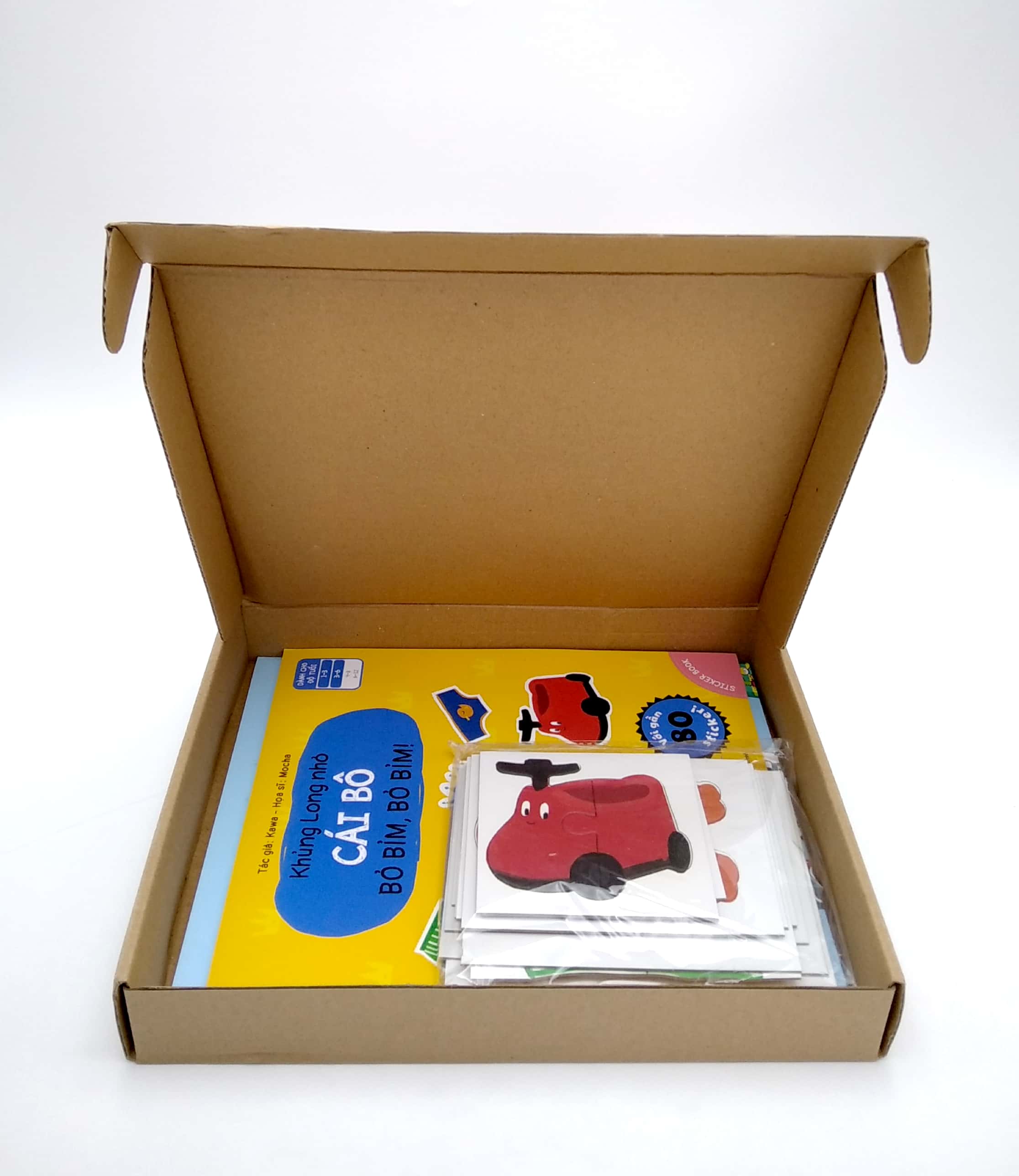 sách ehon - khủng long nhỏ - cái bô bỏ bỉm, bỏ bỉm! (hộp sách + puzzle + thước đo chiều cao)