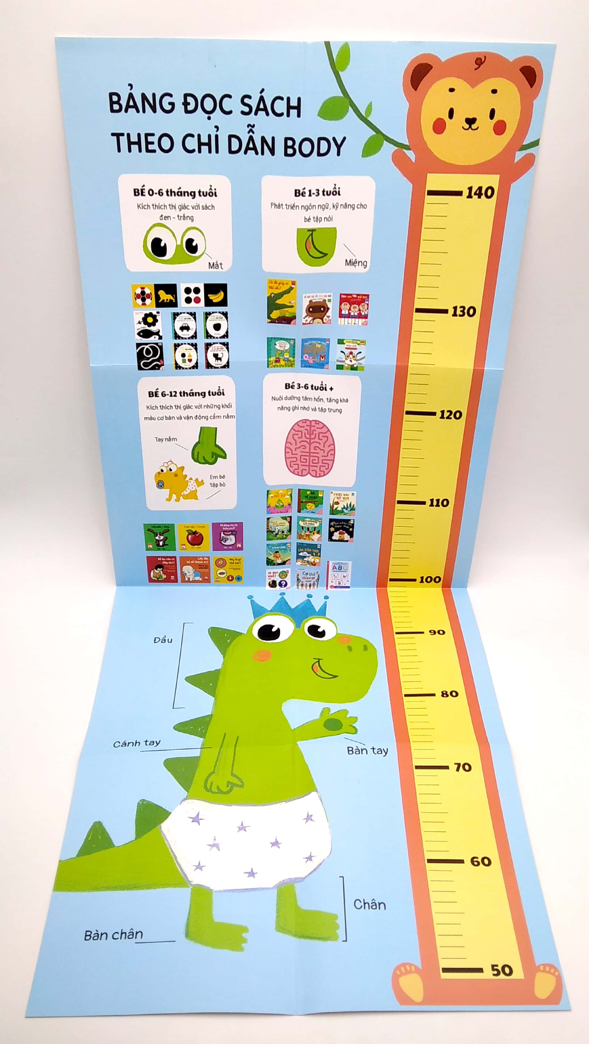 sách ehon - khủng long nhỏ - cái bô bỏ bỉm, bỏ bỉm! (hộp sách + puzzle + thước đo chiều cao)