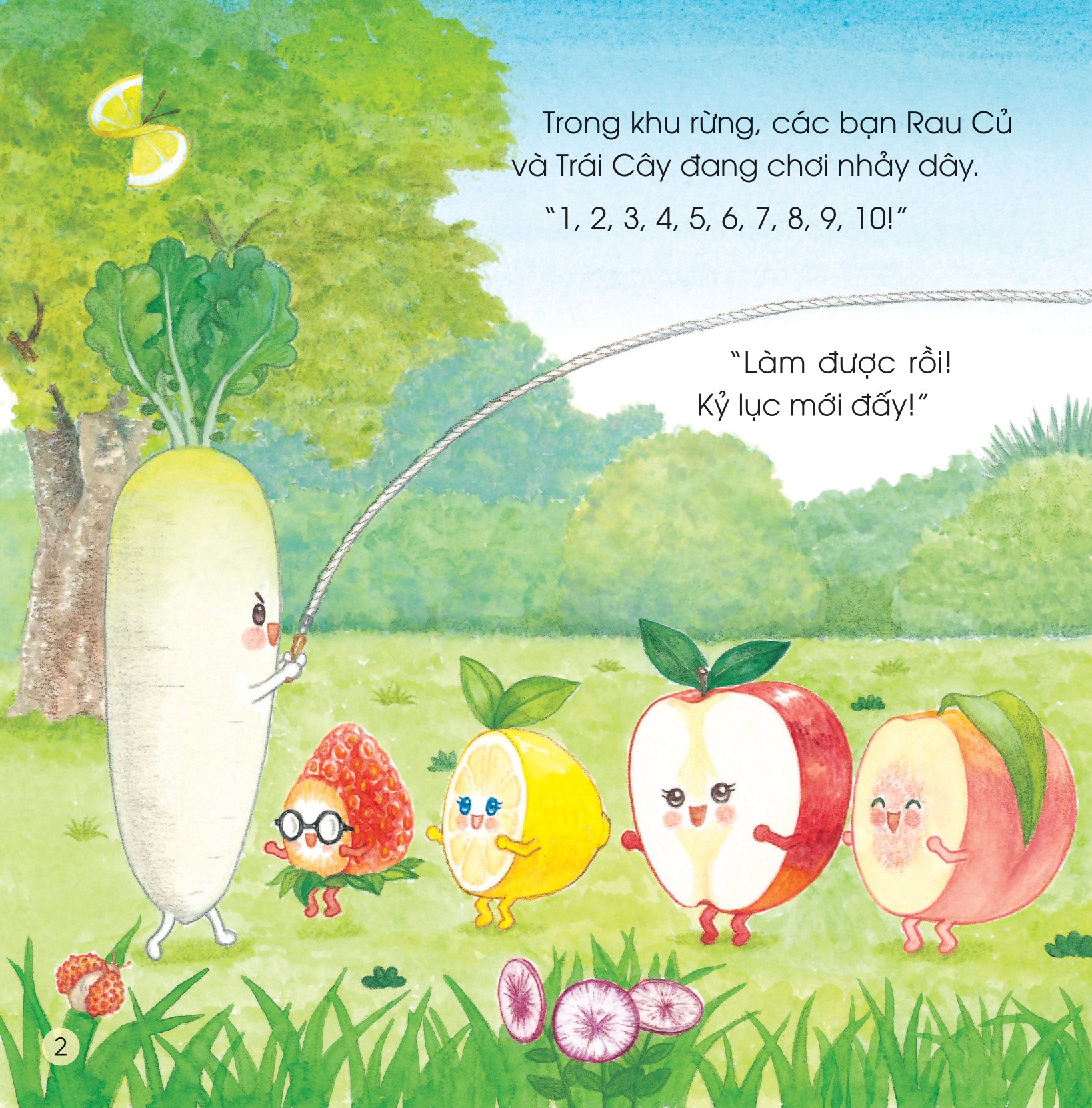 sách ehon - sức mạnh của những người bạn trái cây - có bạn nho, không lo bão cát