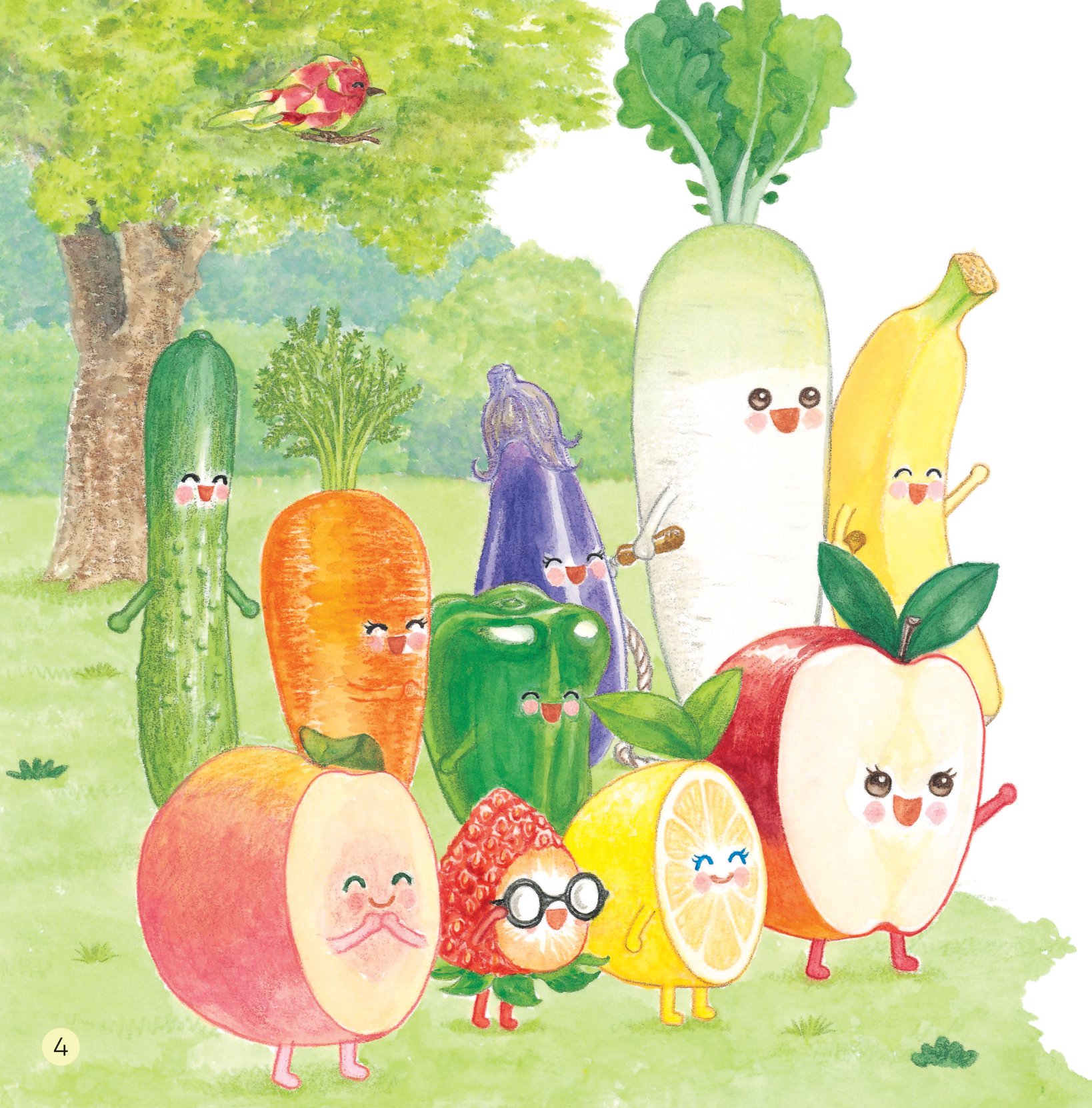 sách ehon - sức mạnh của những người bạn trái cây - có bạn nho, không lo bão cát