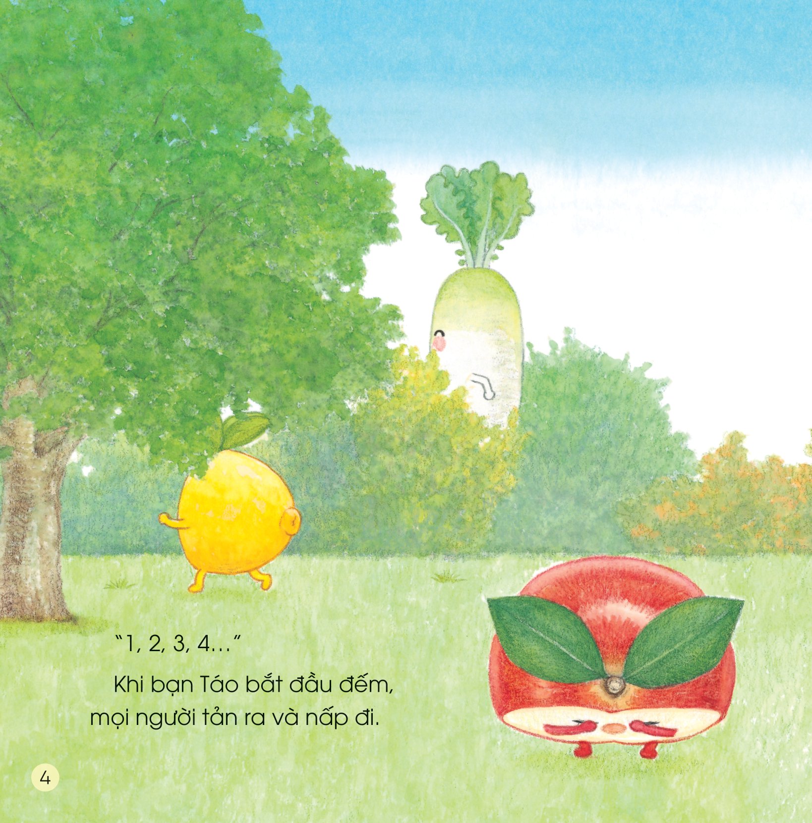 sách ehon - sức mạnh của những người bạn trái cây - cùng bạn chuối tiêu diệt đàn ruồi