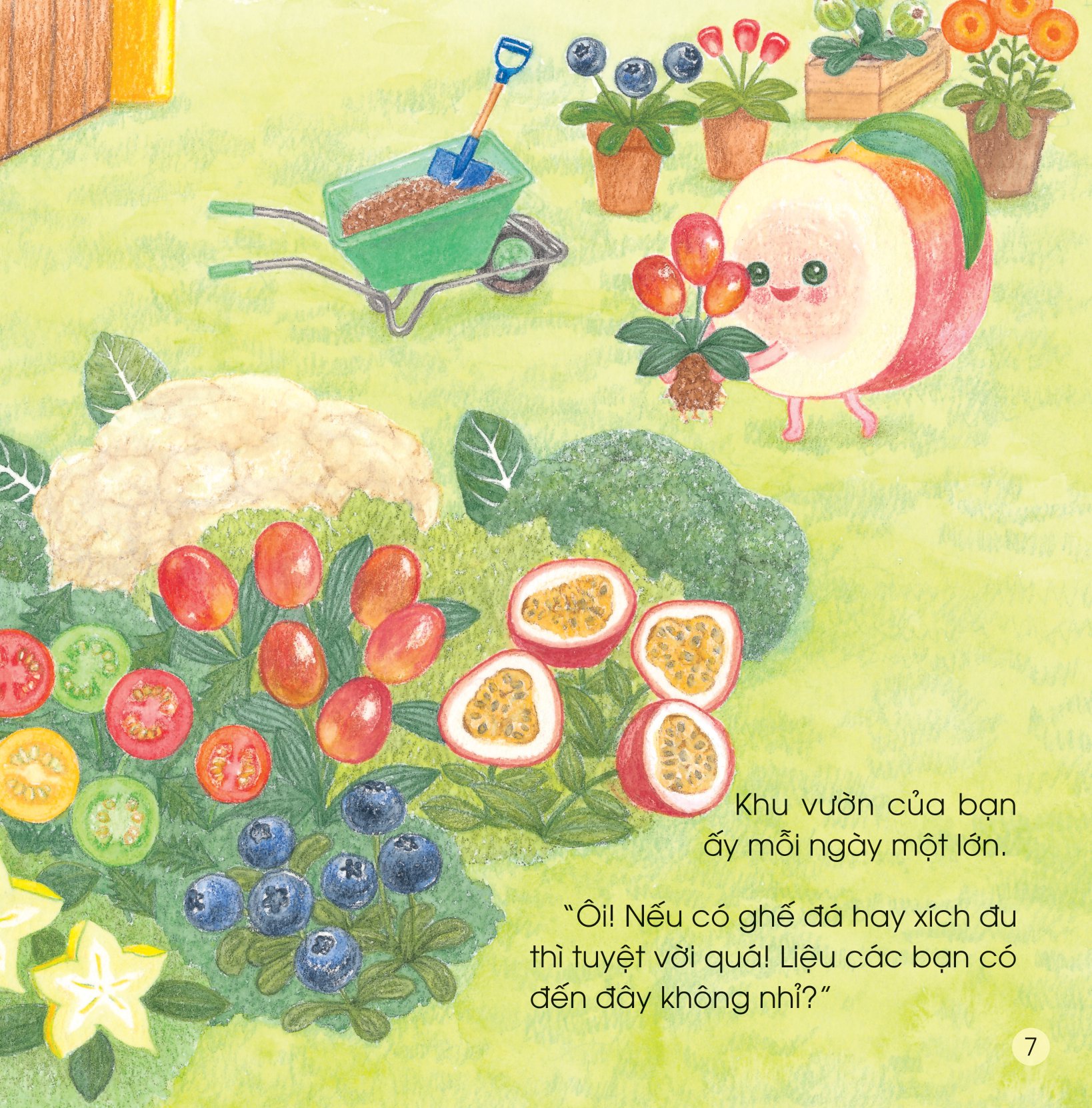 sách ehon - sức mạnh của những người bạn trái cây - dũng sĩ đào đuổi sên khổng lồ