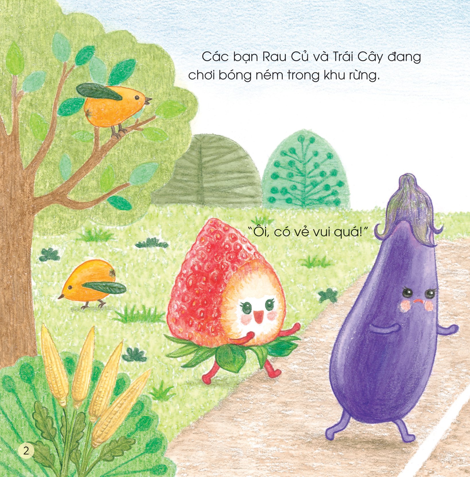 sách ehon - sức mạnh của những người bạn trái cây - giải cứu dâu tây khỏi quái vật nấm mốc