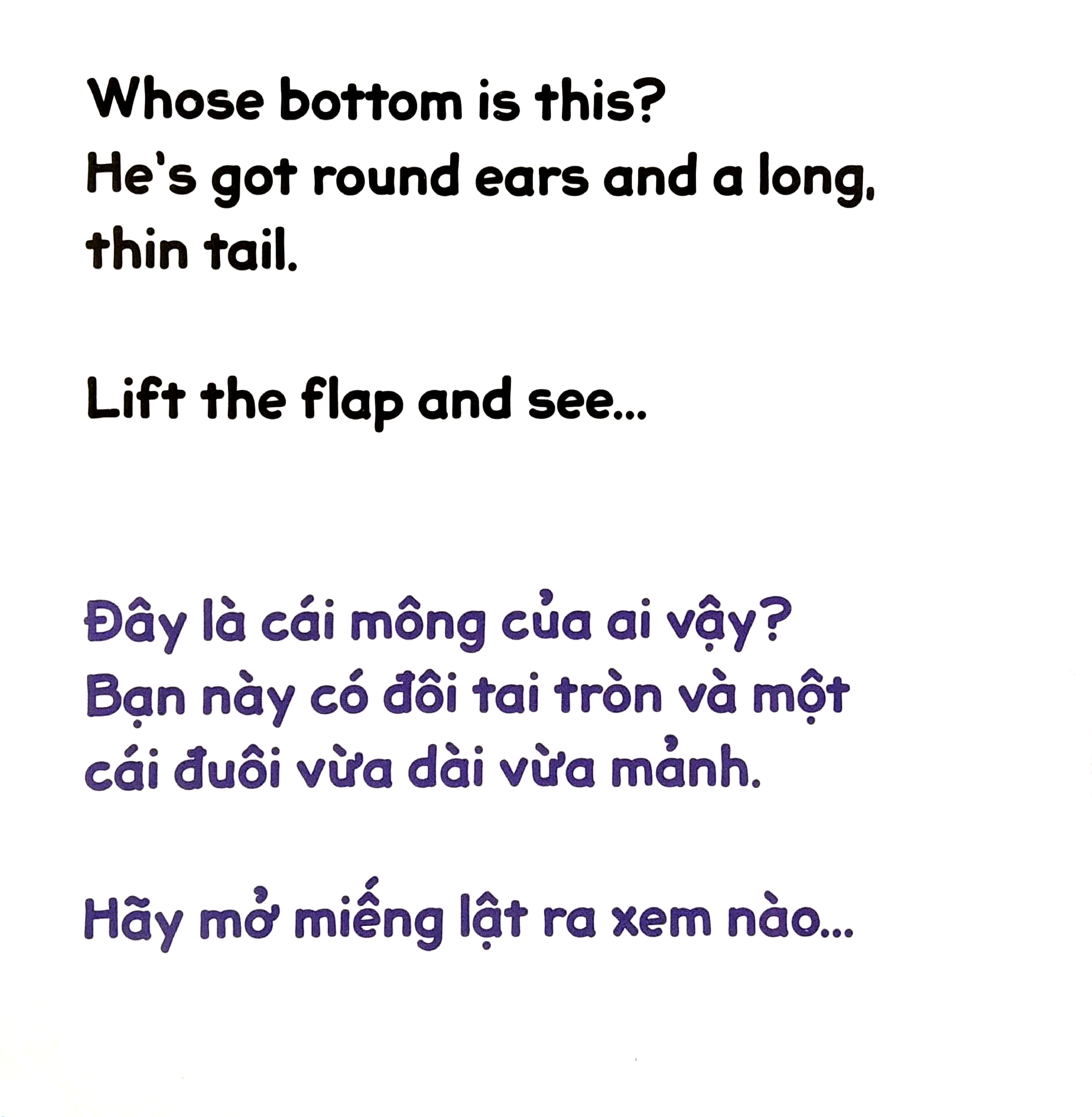 sách lật tương tác song ngữ 0-3 tuổi - mông ai đây?