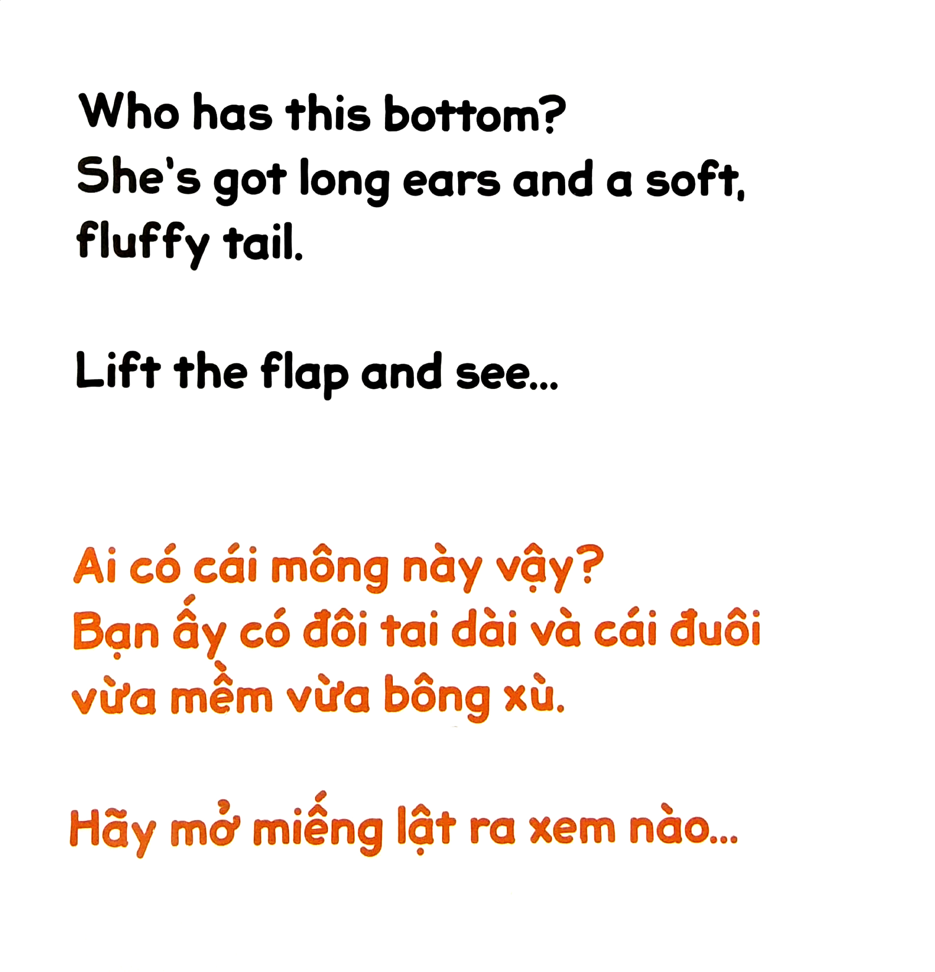 sách lật tương tác song ngữ 0-3 tuổi - mông ai đây?