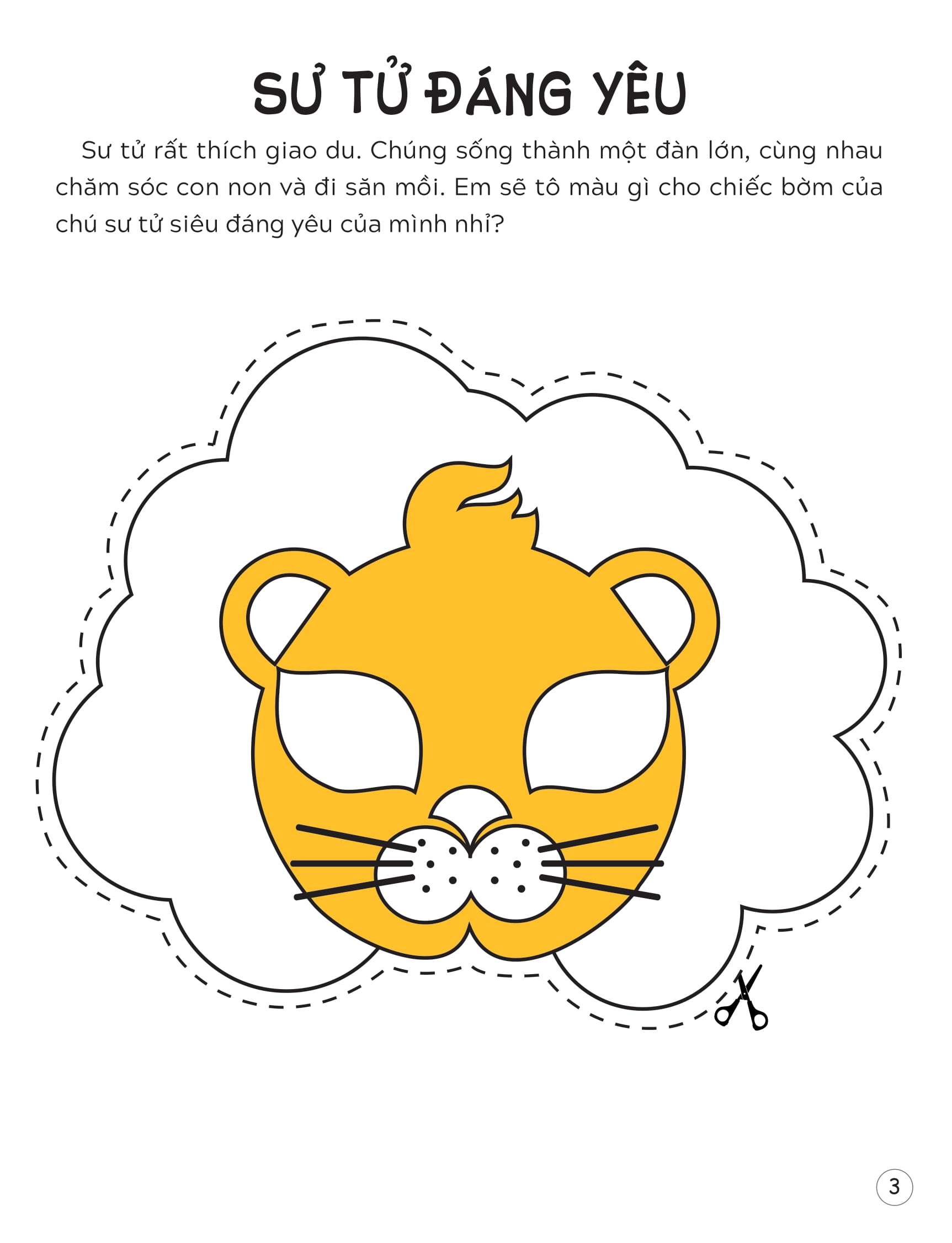 sách mặt nạ - cắt + tô màu động vật