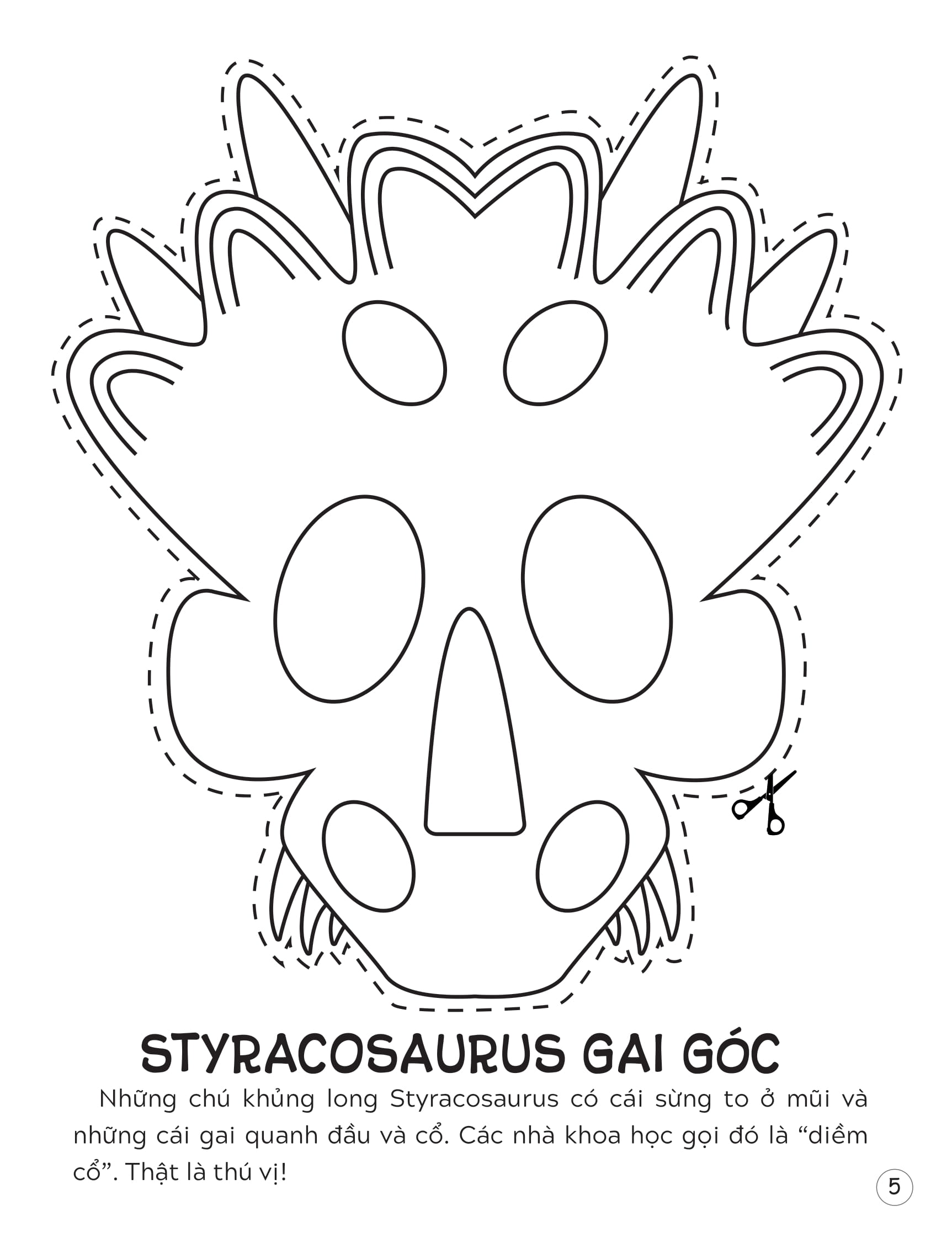 sách mặt nạ - cắt + tô màu khủng long
