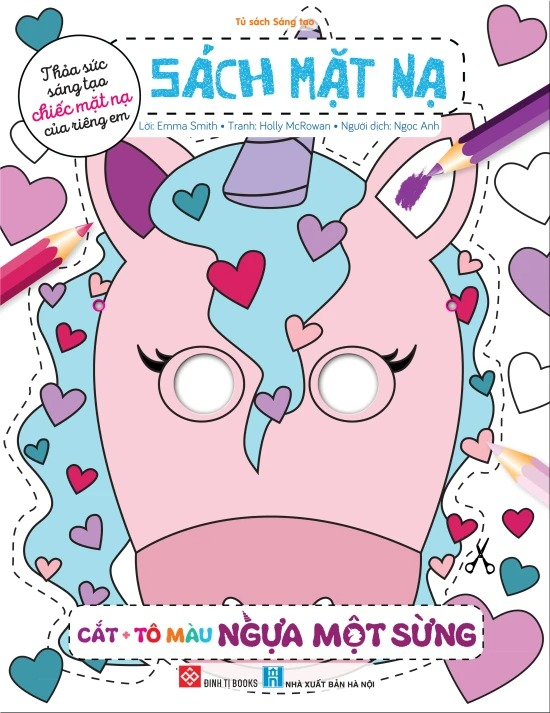 sách mặt nạ - cắt + tô màu ngựa một sừng