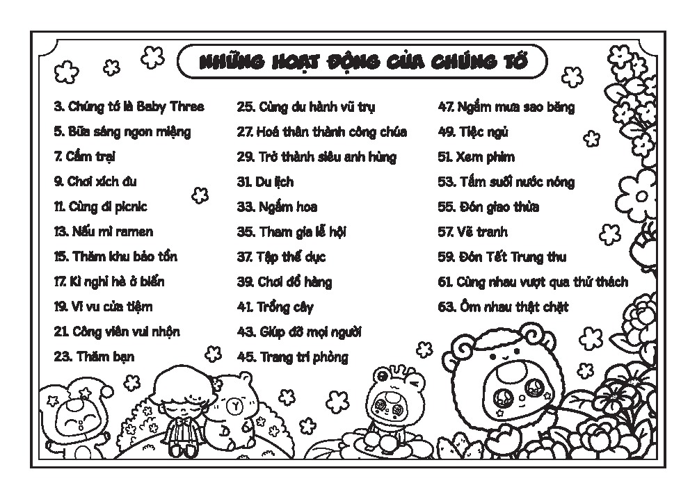 sách tô màu - baby three và những người bạn