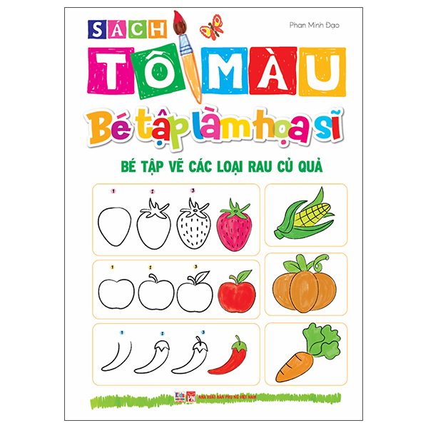 sách tô màu - bé tập làm họa sĩ - bé tập vẽ các loại rau củ quả
