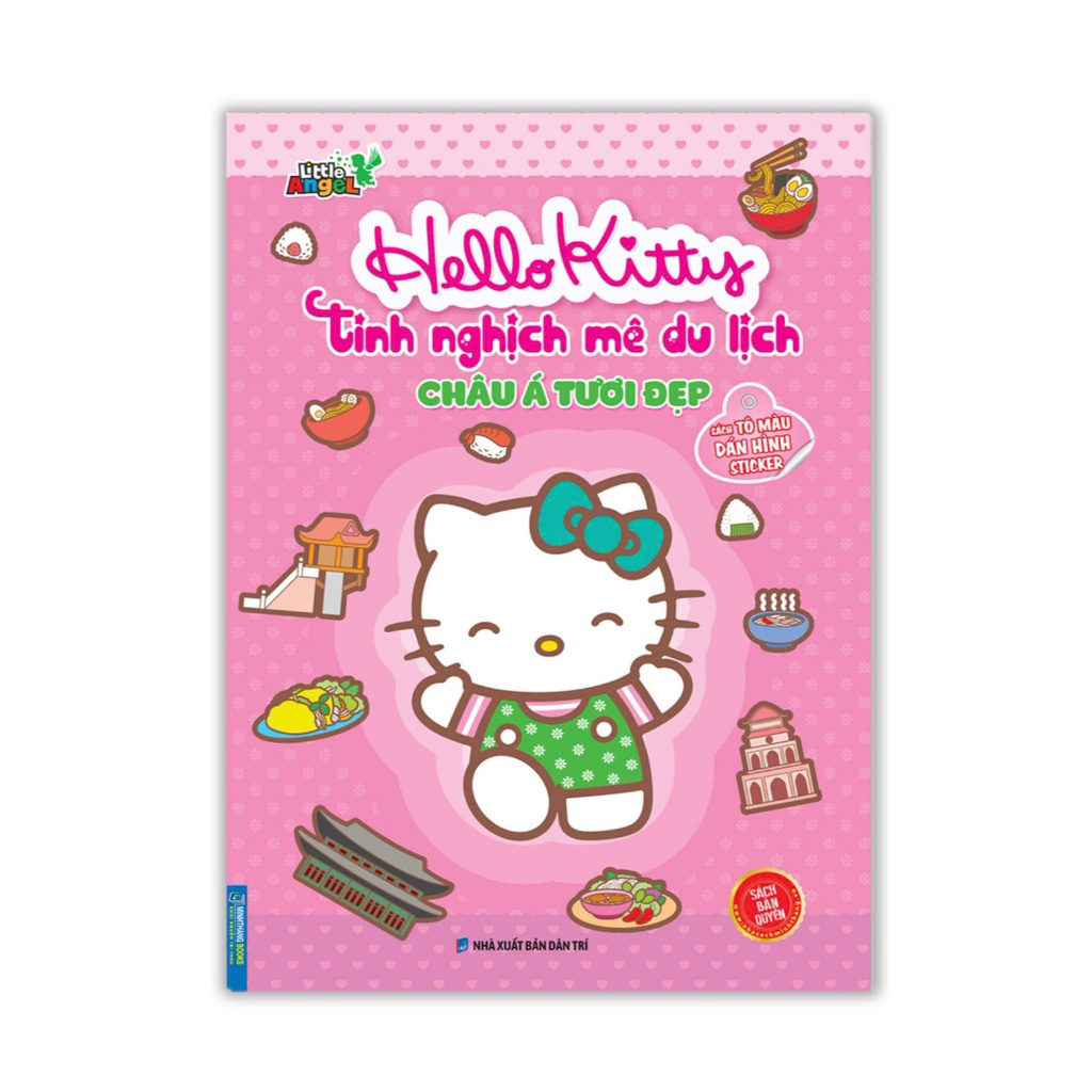 sách tô màu dán hình sticker - hello kitty tinh nghịch mê du lịch - châu á tươi đẹp