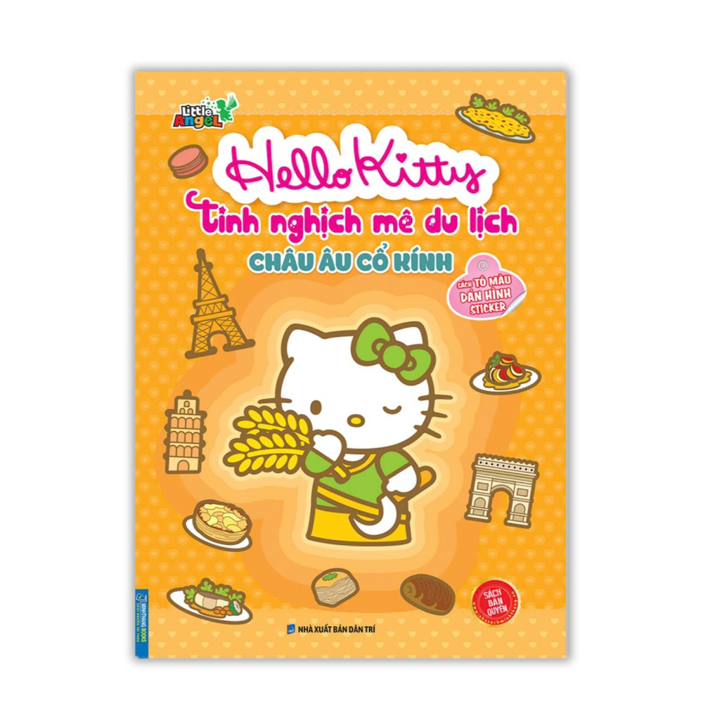 sách tô màu dán hình sticker - hello kitty tinh nghịch mê du lịch - châu âu cổ kính
