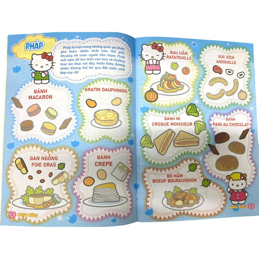 sách tô màu dán hình sticker - hello kitty tinh nghịch mê du lịch - châu âu cổ kính