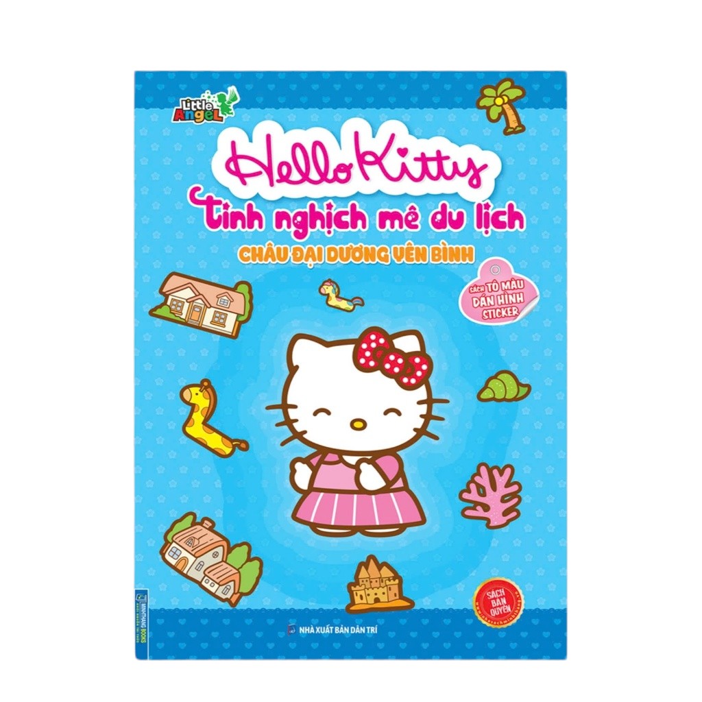 sách tô màu dán hình sticker - hello kitty tinh nghịch mê du lịch - châu đại dương yên bình