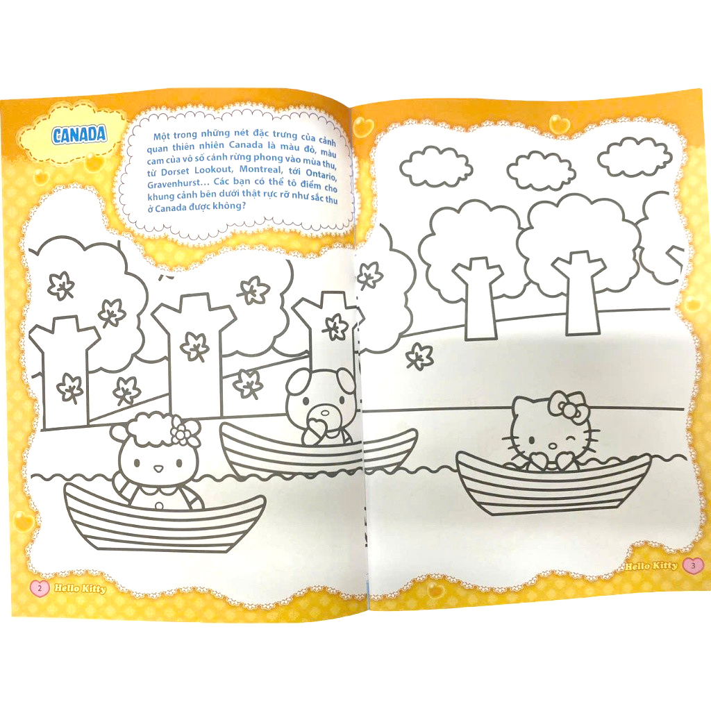 sách tô màu dán hình sticker - hello kitty tinh nghịch mê du lịch - châu mỹ sắc màu
