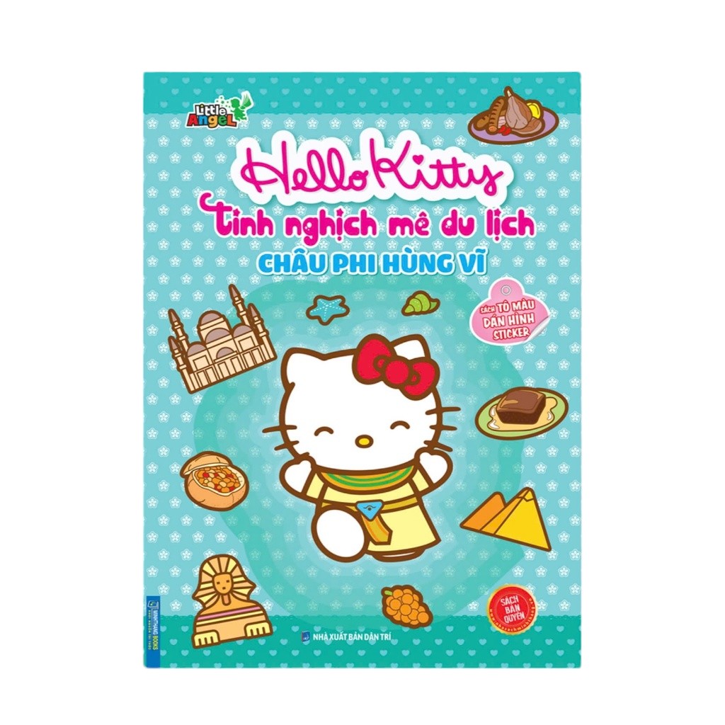 sách tô màu dán hình sticker - hello kitty tinh nghịch mê du lịch - châu phi hùng vĩ