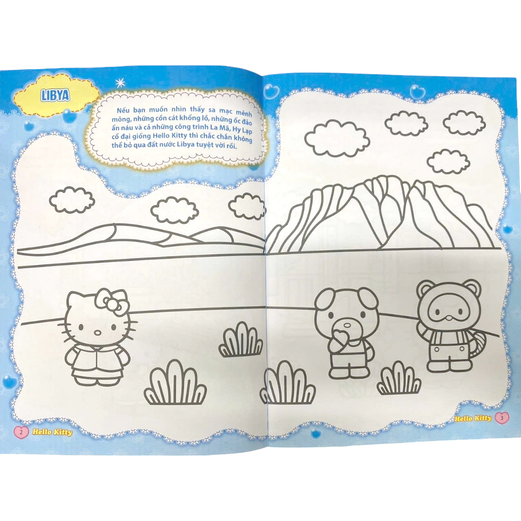 sách tô màu dán hình sticker - hello kitty tinh nghịch mê du lịch - châu phi hùng vĩ