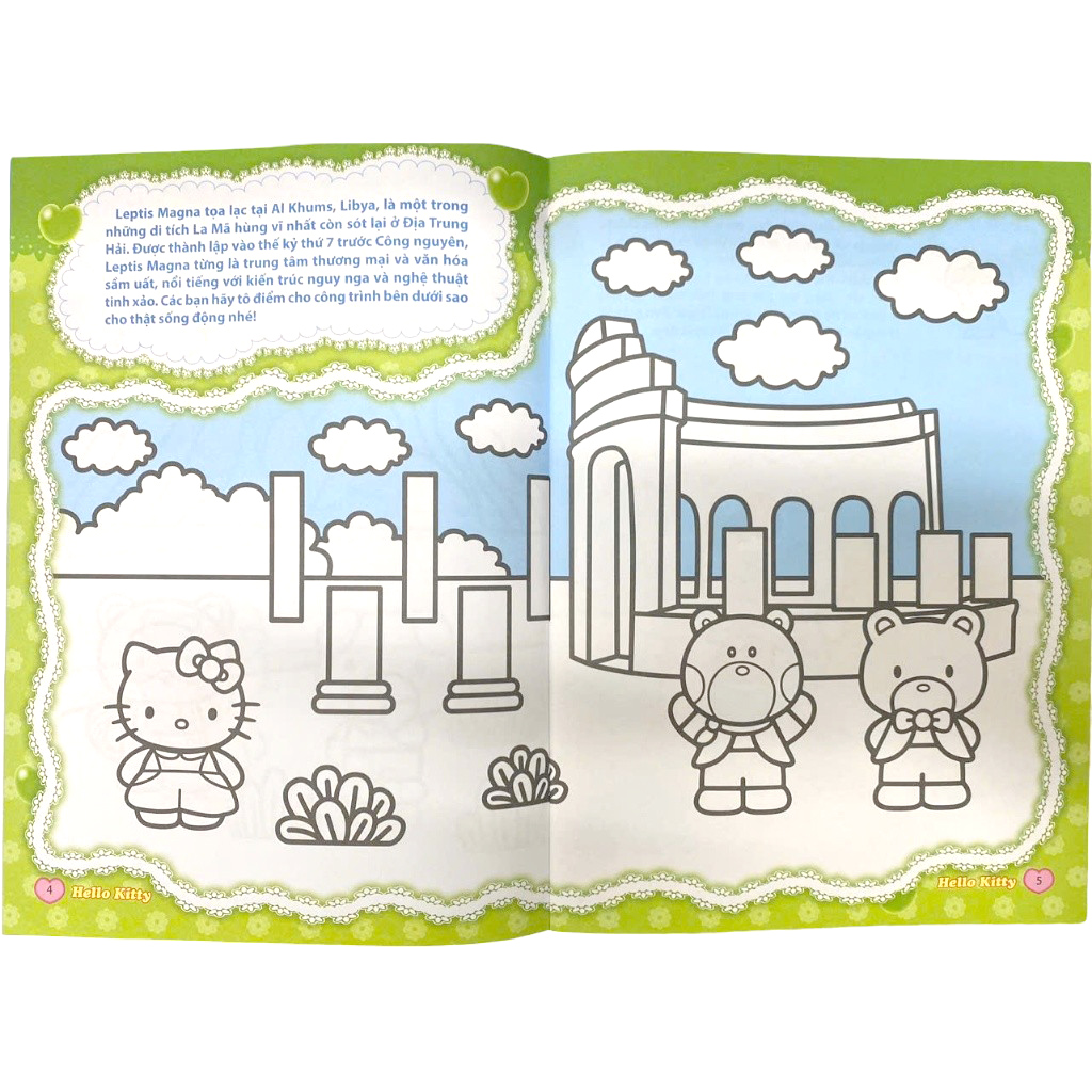 sách tô màu dán hình sticker - hello kitty tinh nghịch mê du lịch - châu phi hùng vĩ