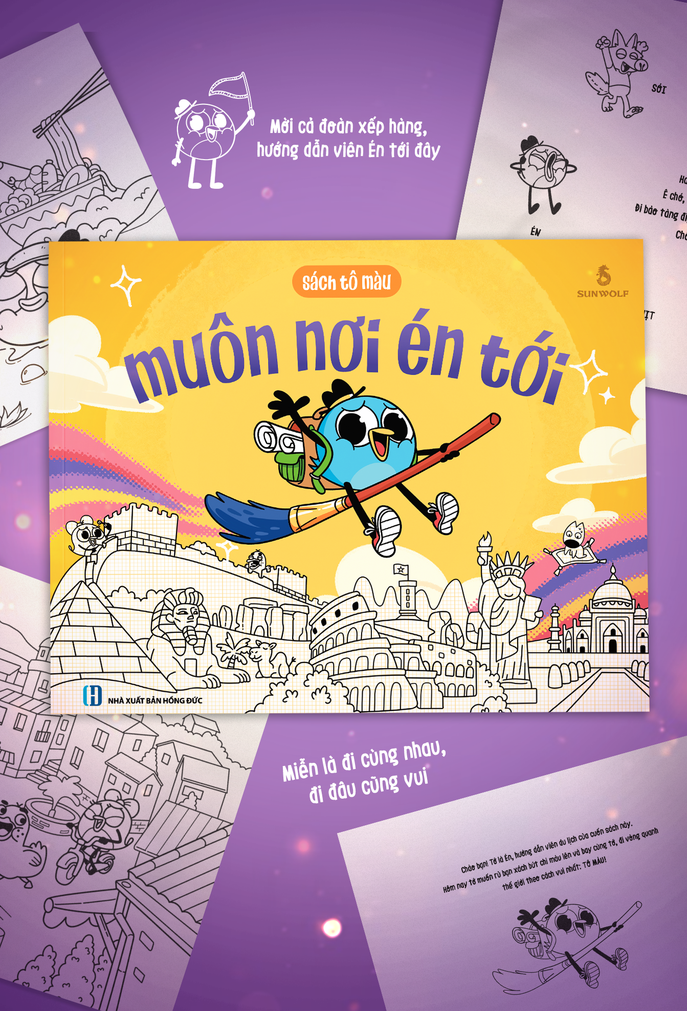 Sách Tô Màu - Muôn Nơi Én Tới - Tặng Kèm Sticker + Postcard