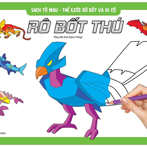 sách tô màu - thế giới rô bốt và xe cộ rô bốt thú (tái bản 2019)