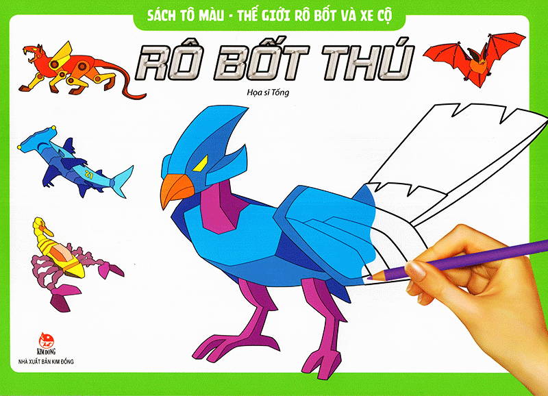 sách tô màu - thế giới rô bốt và xe cộ rô bốt thú (tái bản 2019)