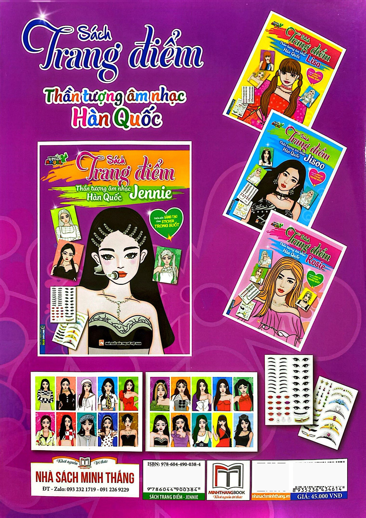 sách trang điểm thần tượng âm nhạc hàn quốc - jennie -thỏa sức sáng tạo cùng sticker trong suốt