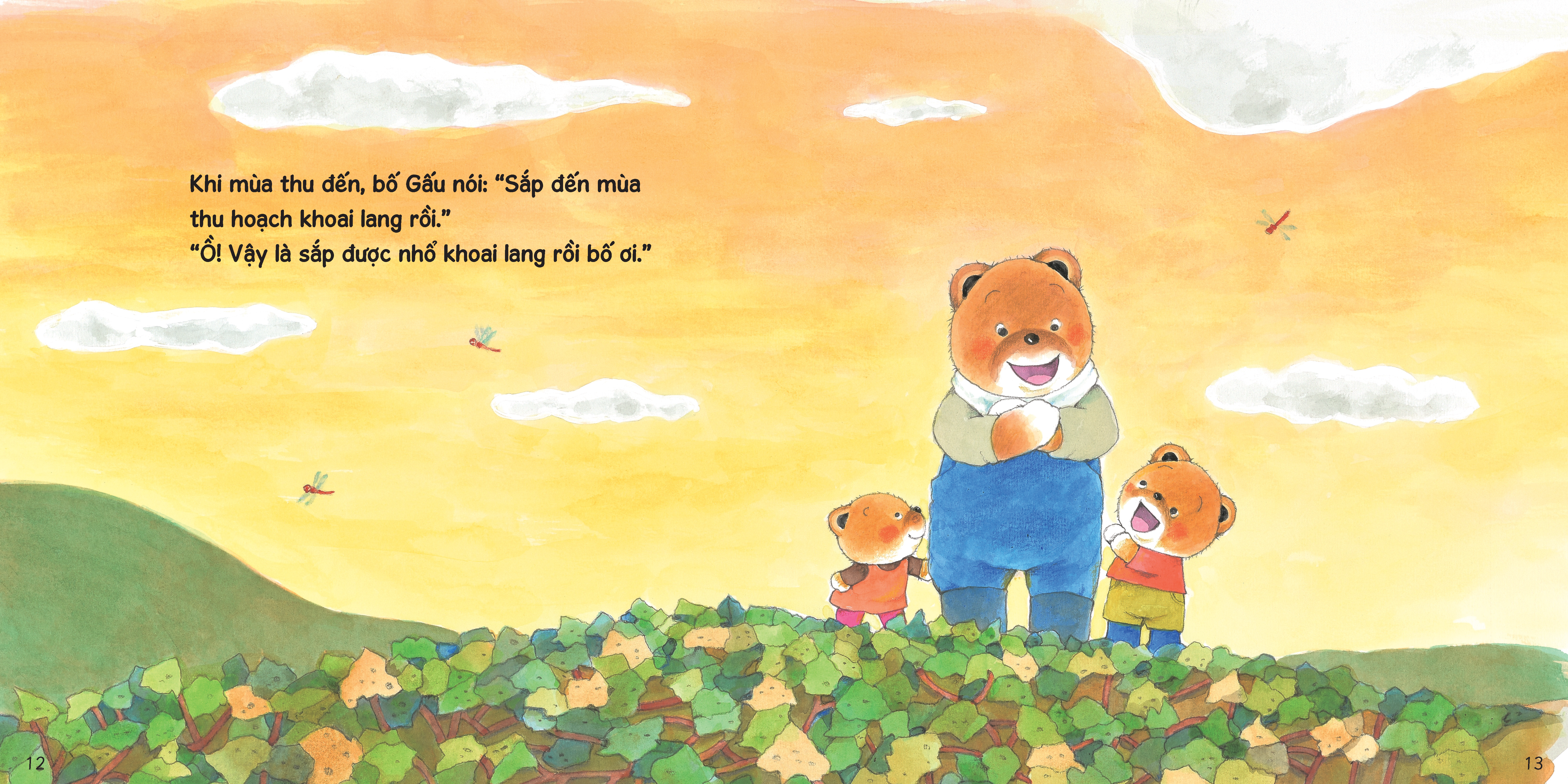 sách tranh ehon kuma - những chuyện nhỏ hằng ngày - cùng nhau nhổ khoai lang