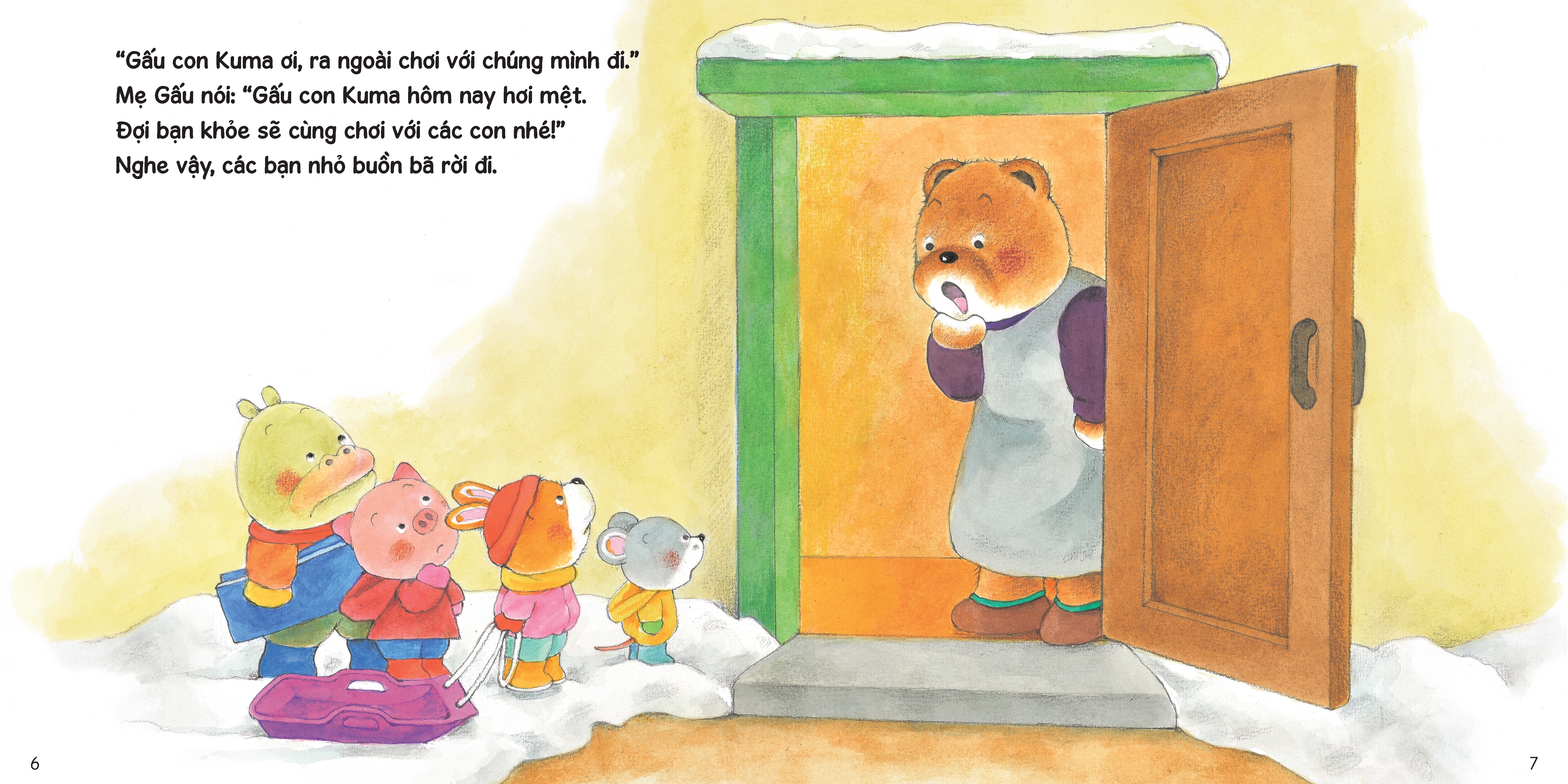 sách tranh ehon kuma - những chuyện nhỏ hằng ngày - gấu con bị ốm