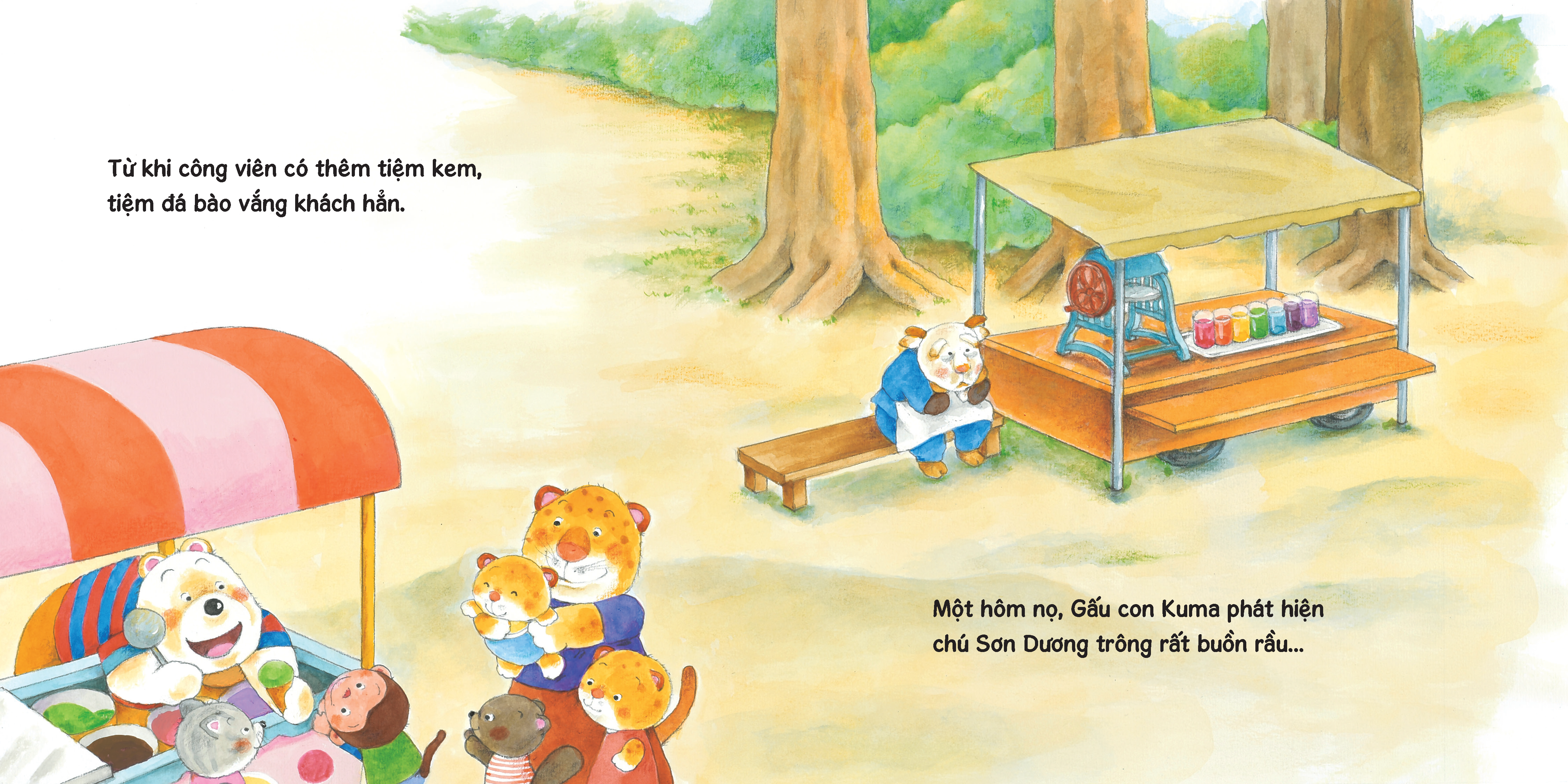 sách tranh ehon kuma - những chuyện nhỏ hằng ngày - tiệm đá bào vui vẻ