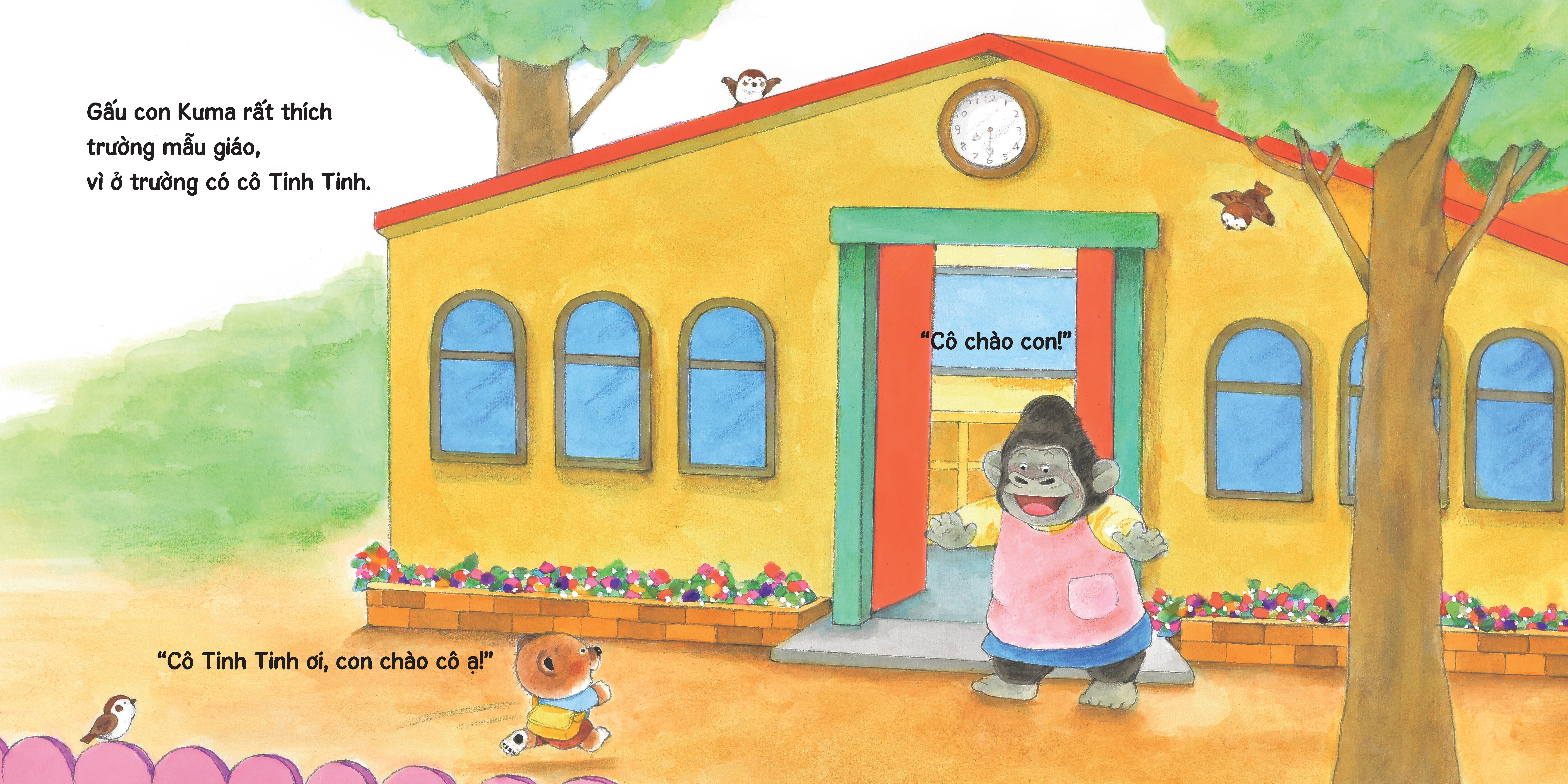 sách tranh ehon kuma - những chuyện nhỏ hằng ngày - trường mẫu giáo vui nhộn