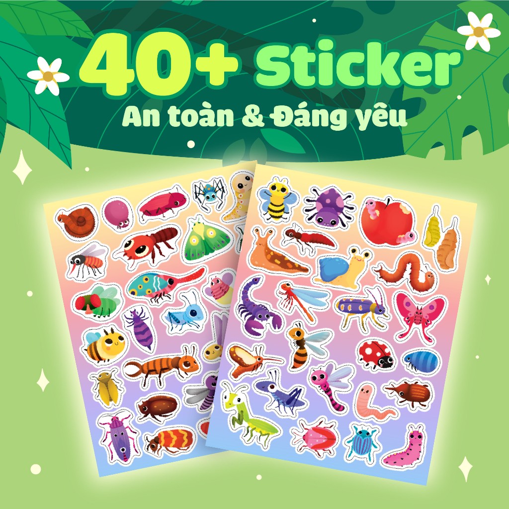 sách trò chơi bóc dán cảm xúc - côn trùng